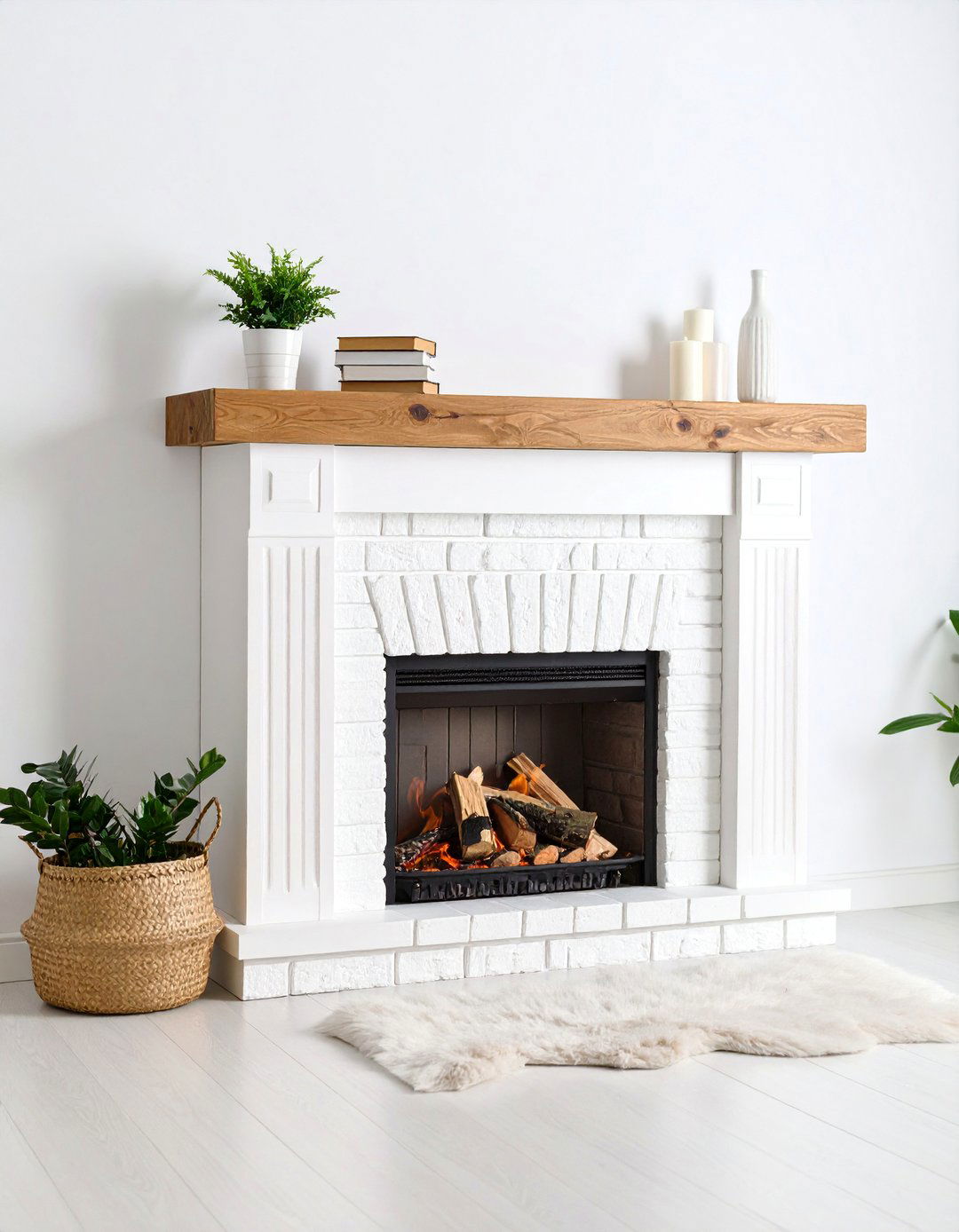 Classic White Fireplace with Farmhouse Charm - 25 Fireplace Paint Ideas