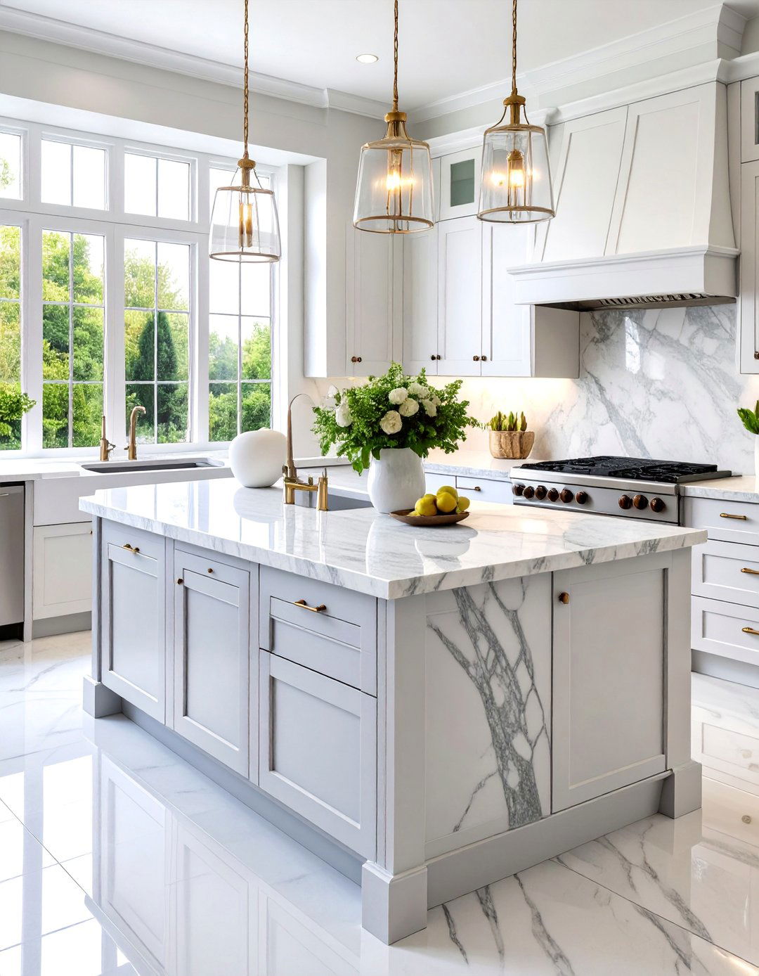 Classic White Granite with Gray Veining Kitchen - 25 Granite Kitchen Countertop Ideas