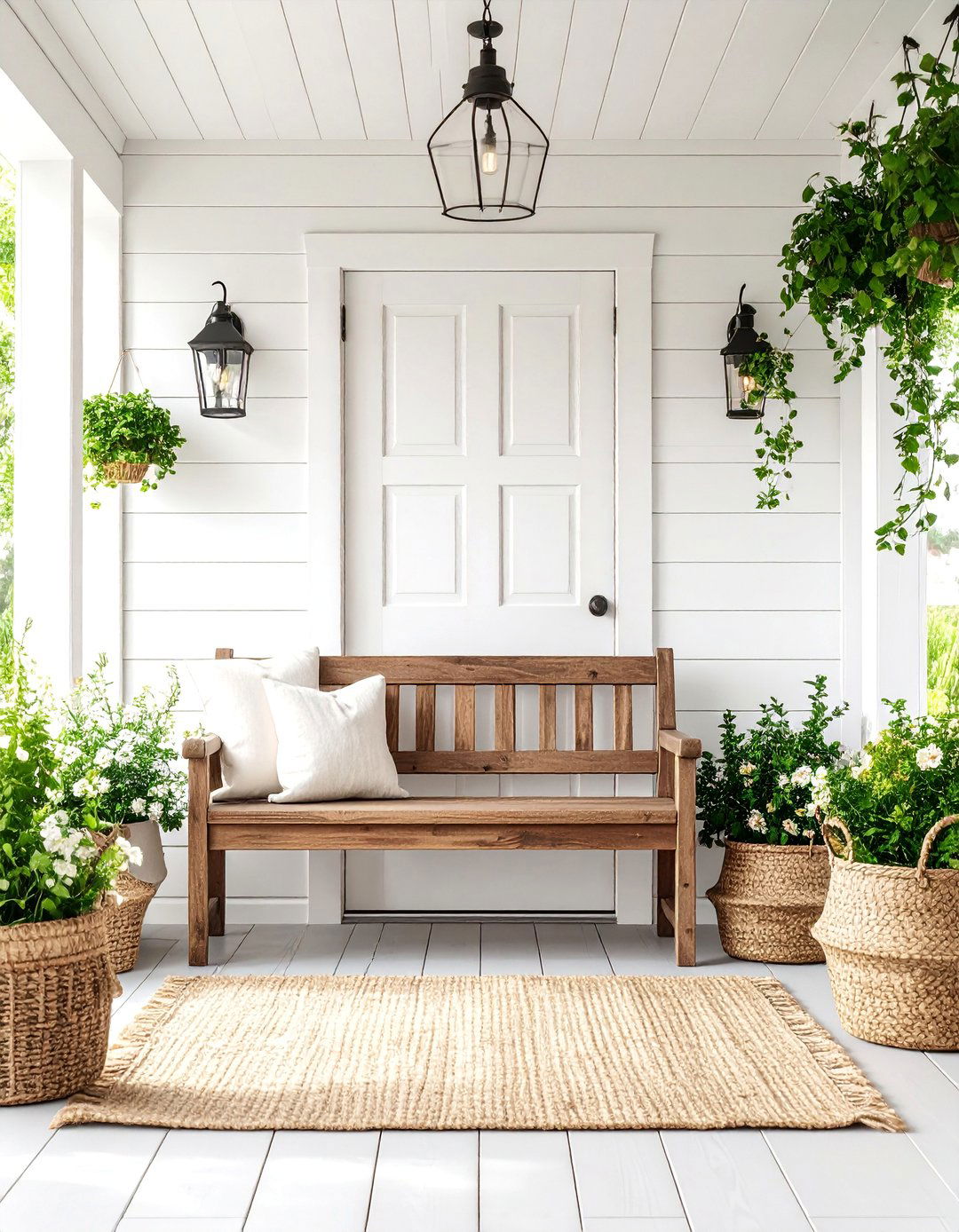 Classic White Horizontal Shiplap Farmhouse Entry - 25 Shiplap Wall Entryway Ideas