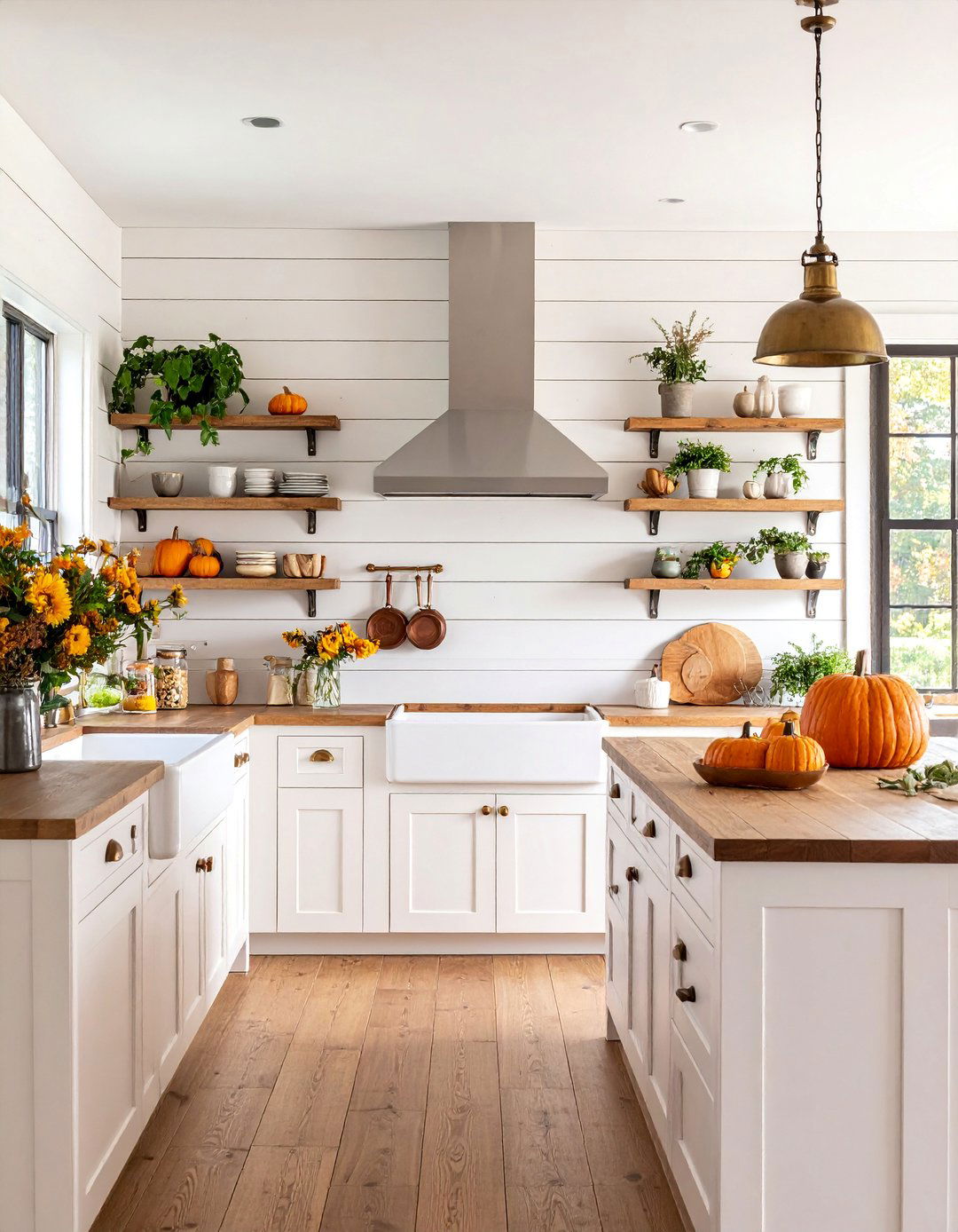 Classic White Horizontal Shiplap with Farmhouse Sink - 25 Shiplap Backsplash Ideas for Your Kitchen