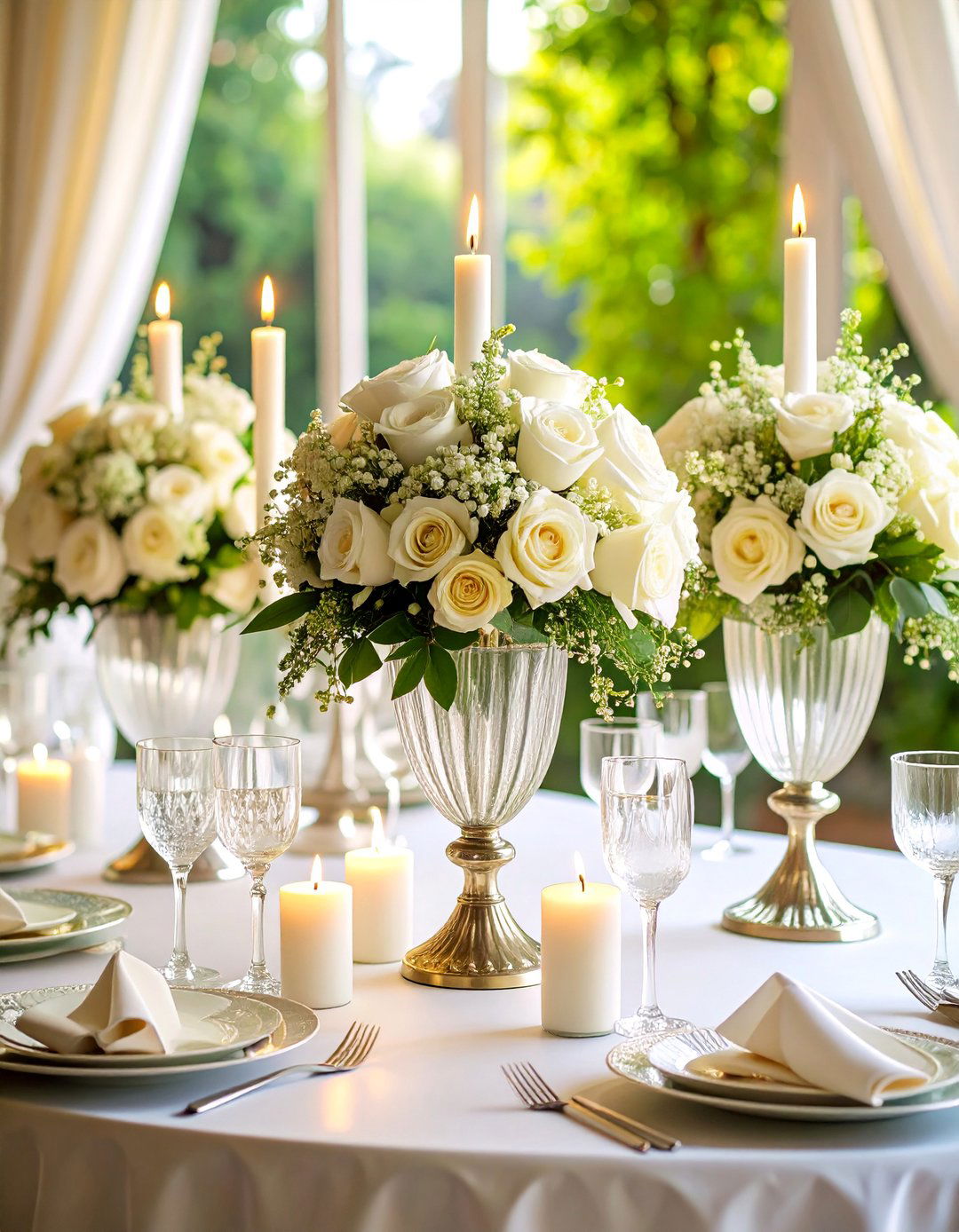 Classic White Rose Elegance Centerpiece - 25 Wedding Centerpiece Ideas