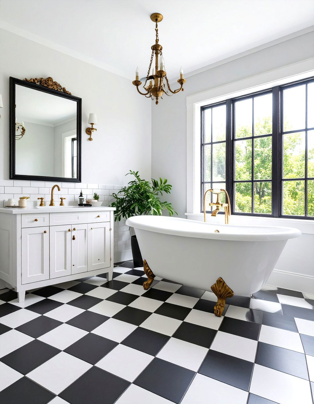 Classic White Subway Tile Bathroom with Black Grout - 25 White Tile Bathroom Ideas