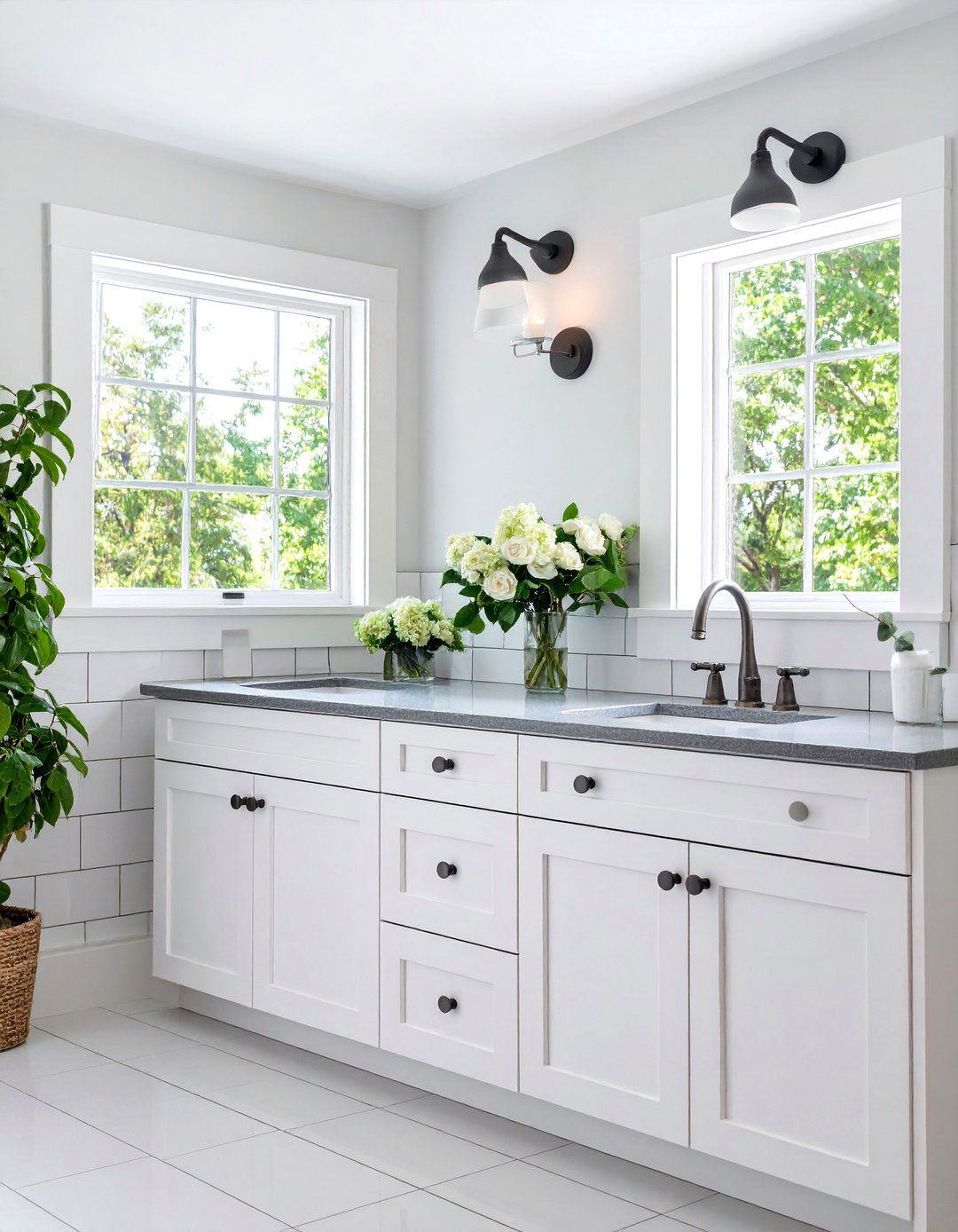 Classic White Subway Tile with Grey Grout Design - 25 Grey and White Bathroom Ideas