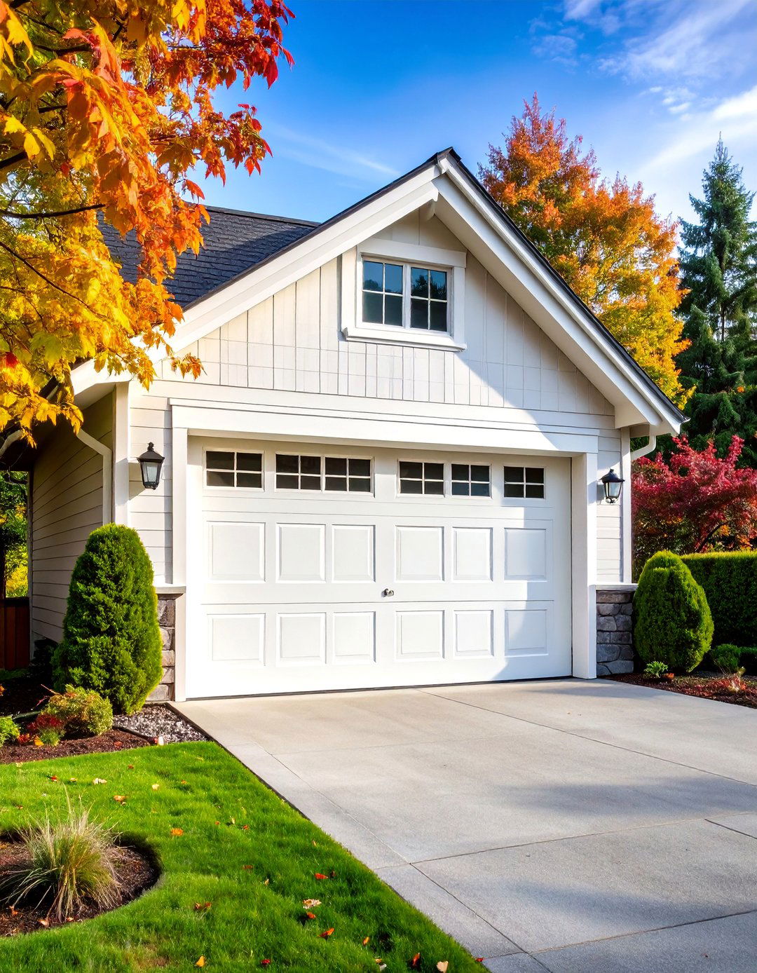 Classic White Timeless Elegance - 25 Garage Door Paint Ideas