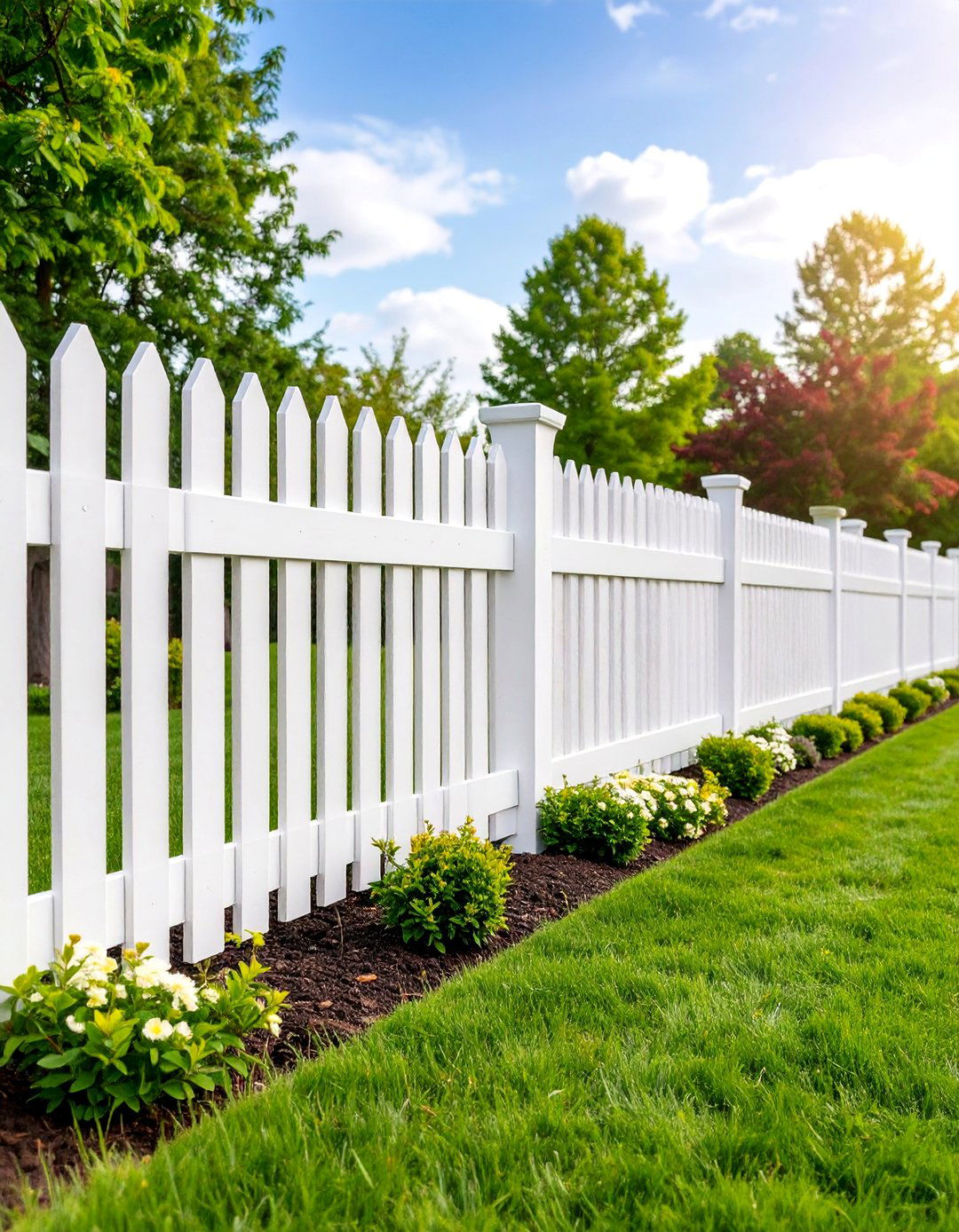 Classic White Vinyl Solid Privacy Fence - 25 White Privacy Fence Ideas
