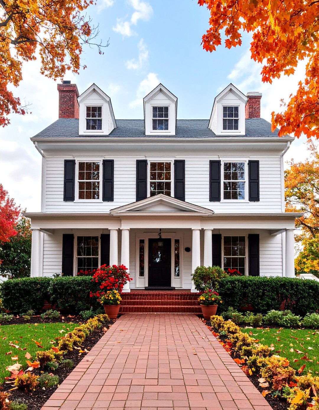 Classic White Vinyl with Red Brick Foundation - 25 Vinyl Siding and Brick Combinations