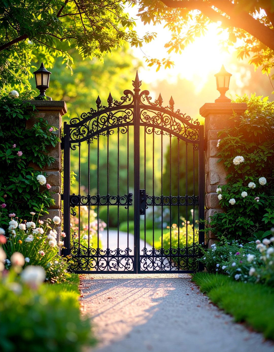 Classic Wrought Iron Gate with Ornate Scrollwork - 25 Metal Garden Gate Ideas