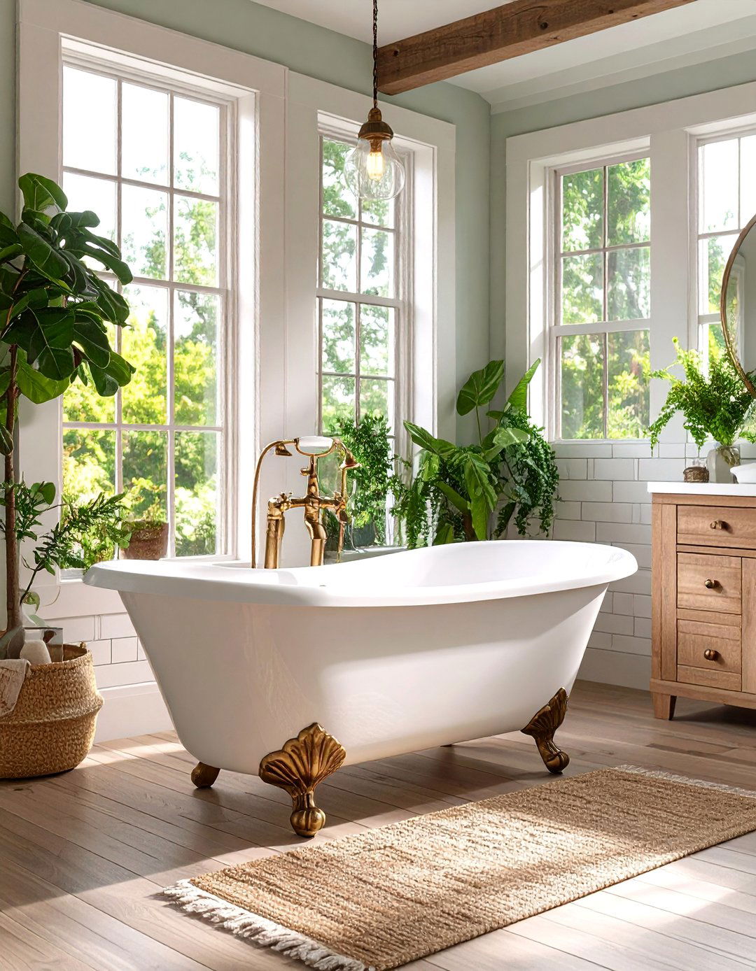 Clawfoot Tub Bathroom with Subway Tiles - 25 Modern Farmhouse Bathroom Ideas