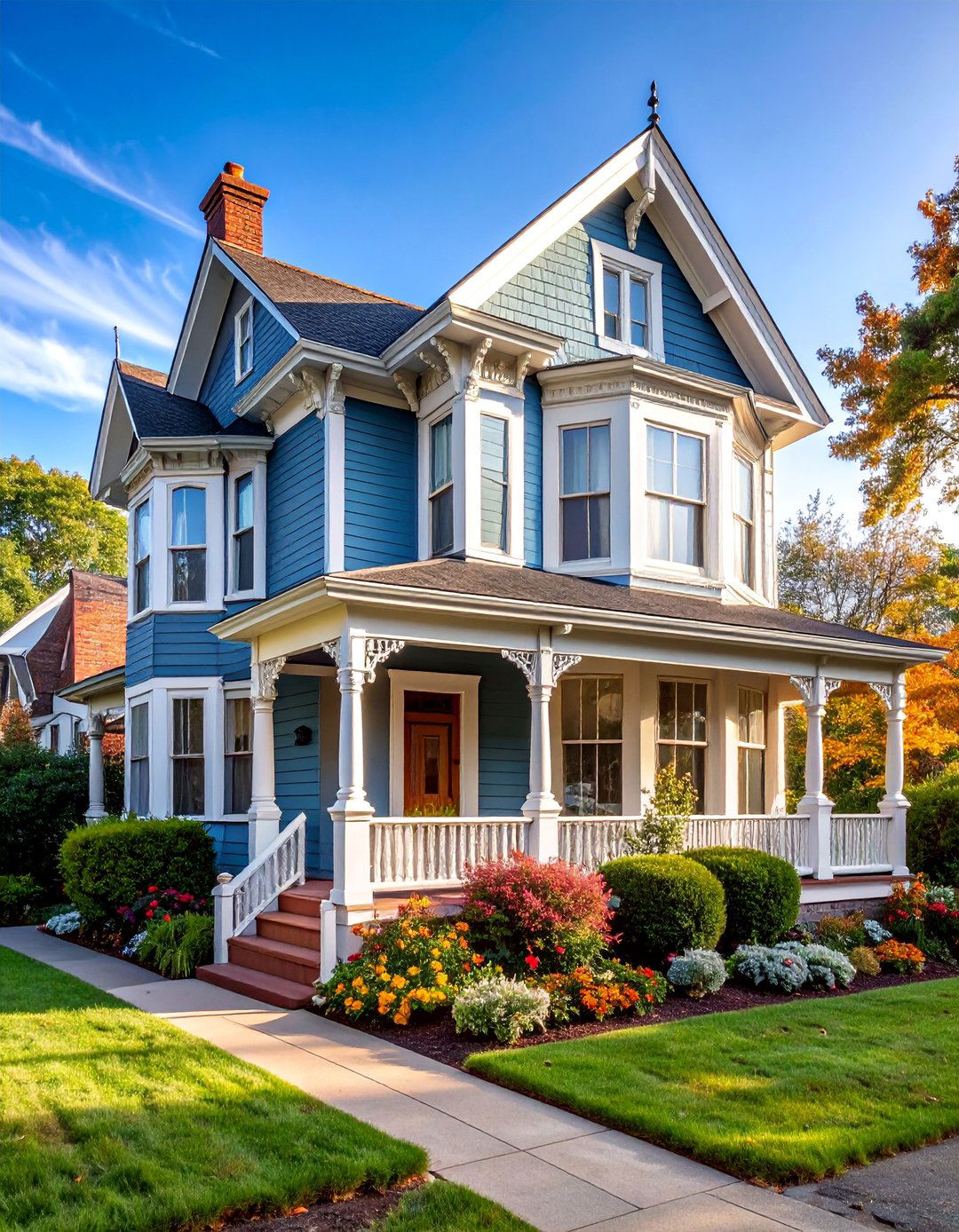 Clay Siding Victorian with Ornate Trim Details - 25 Home Designs Using Natural Clay Siding Colors