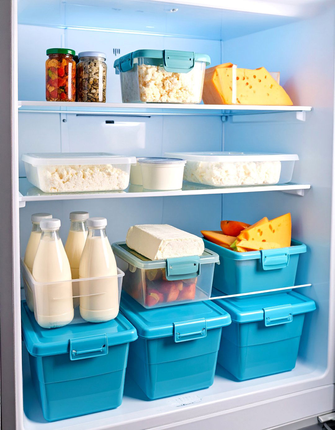 Clear Plastic Storage Bins with Handles - 25 Fridge Organization Ideas