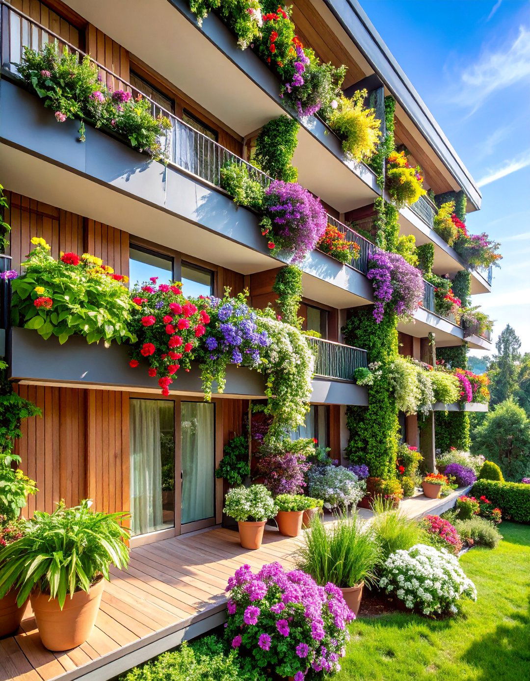 Climbing Plant Paradise Balcony with Vertical Growing Systems - 25 French Balcony Ideas