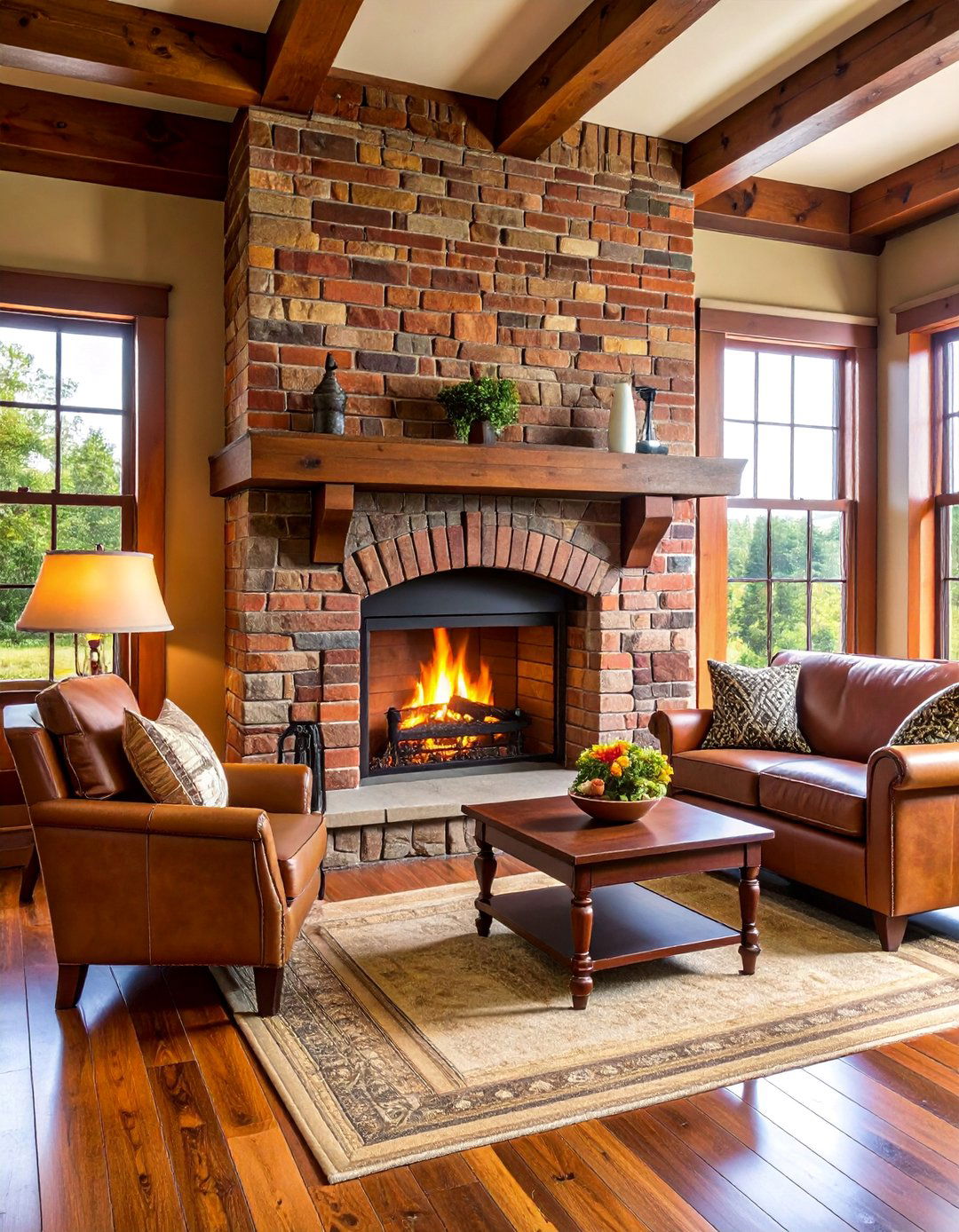 Clinker Brick Fireplace with Irregular Textures - 25 Craftsman-style Fireplace Ideas