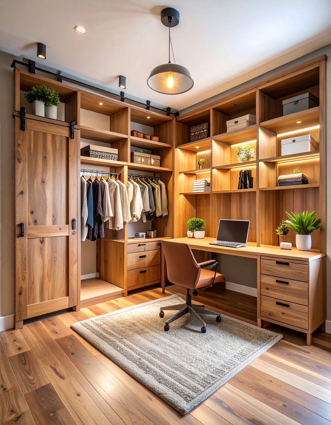 Closet Office with Sliding Barn Doors - 25 Small Office Ideas