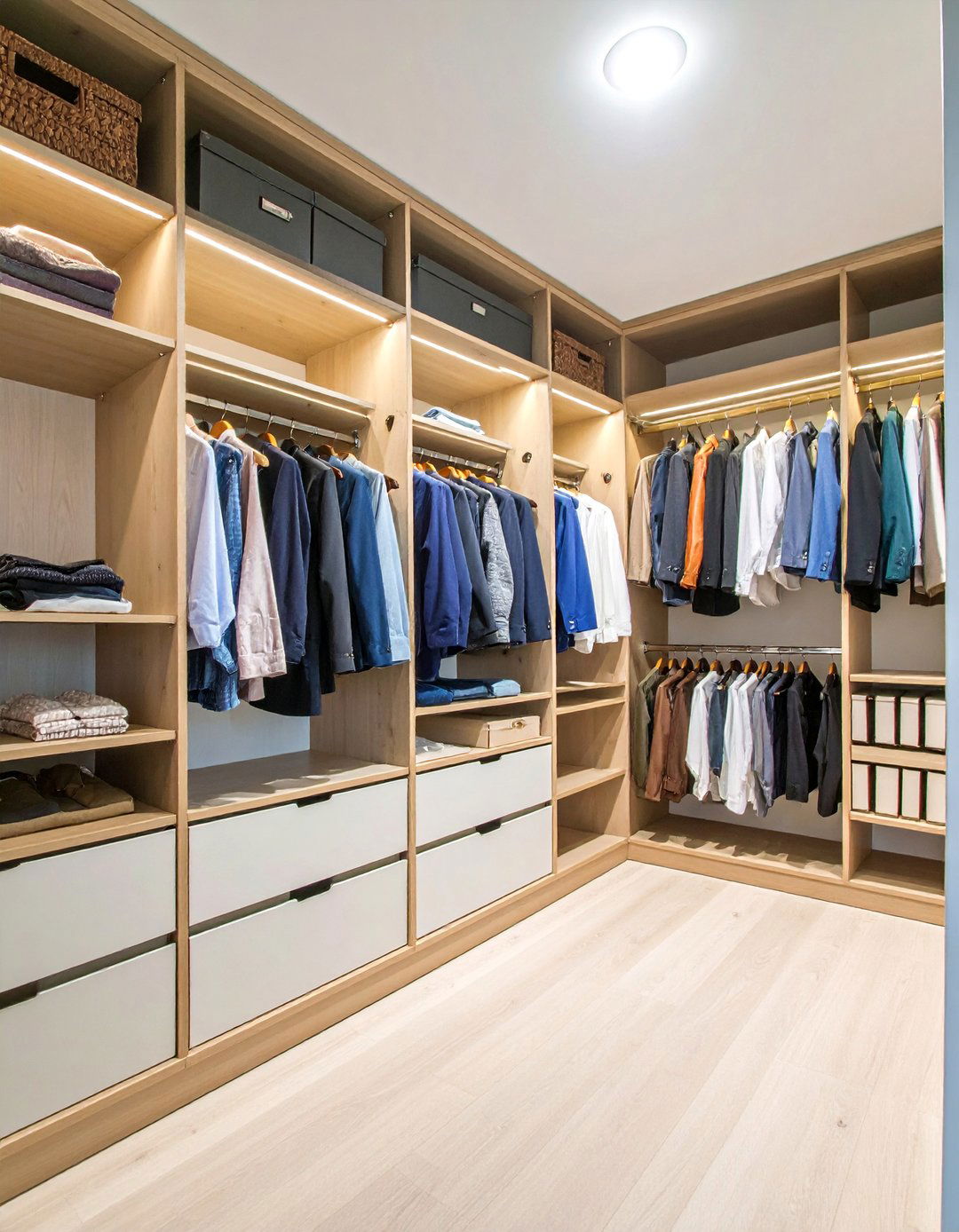 Closet Shelving with Multi Level Hanging System - 25 Closet Shelving Ideas