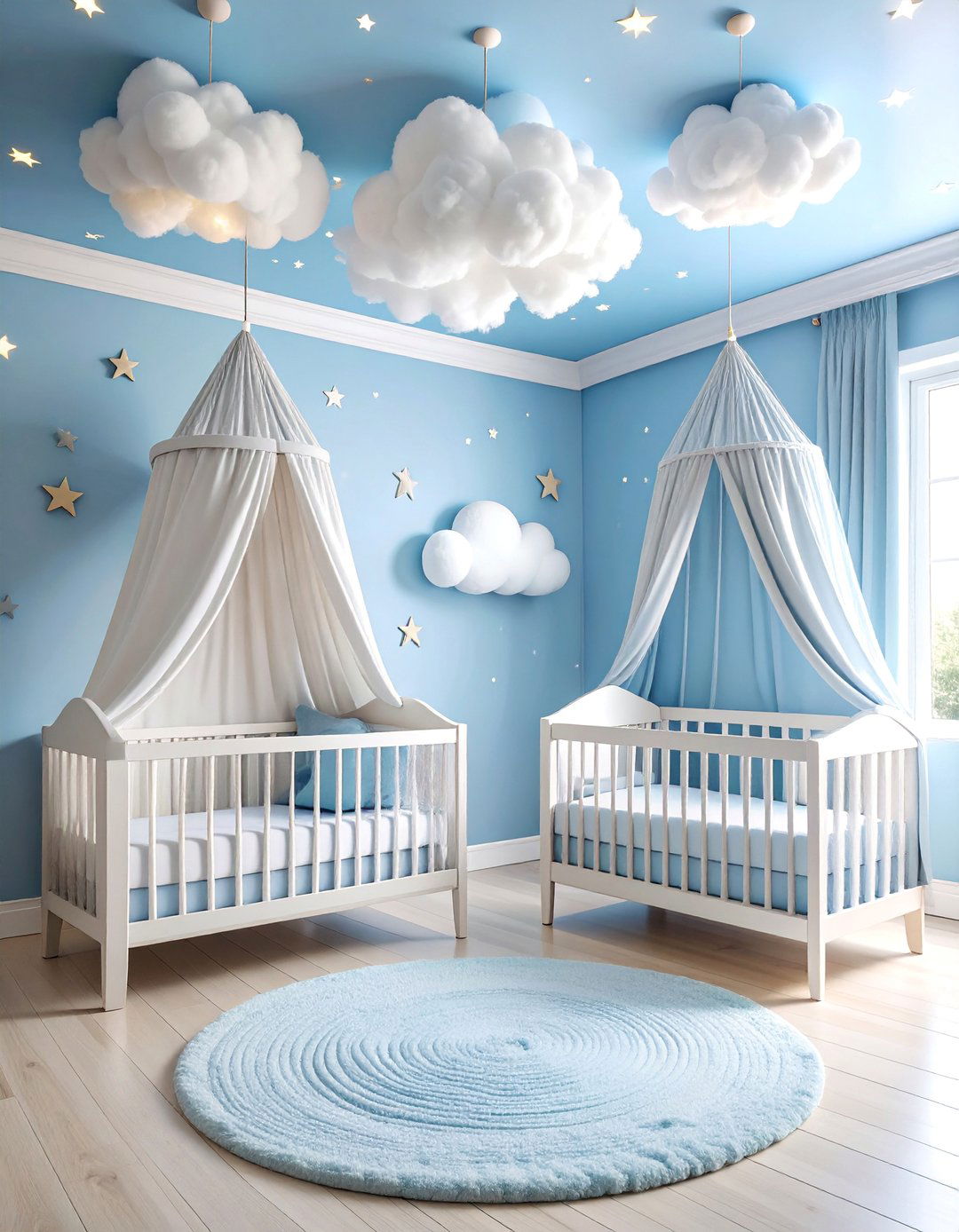 Cloud Dream Twin Nursery with Heavenly Atmosphere - 25 Twin Nursery Ideas