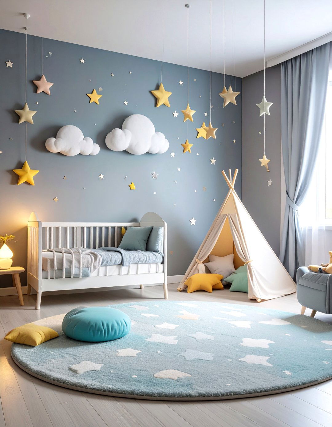 Cloud Themed Grey Nursery - 25 Grey Nursery Ideas
