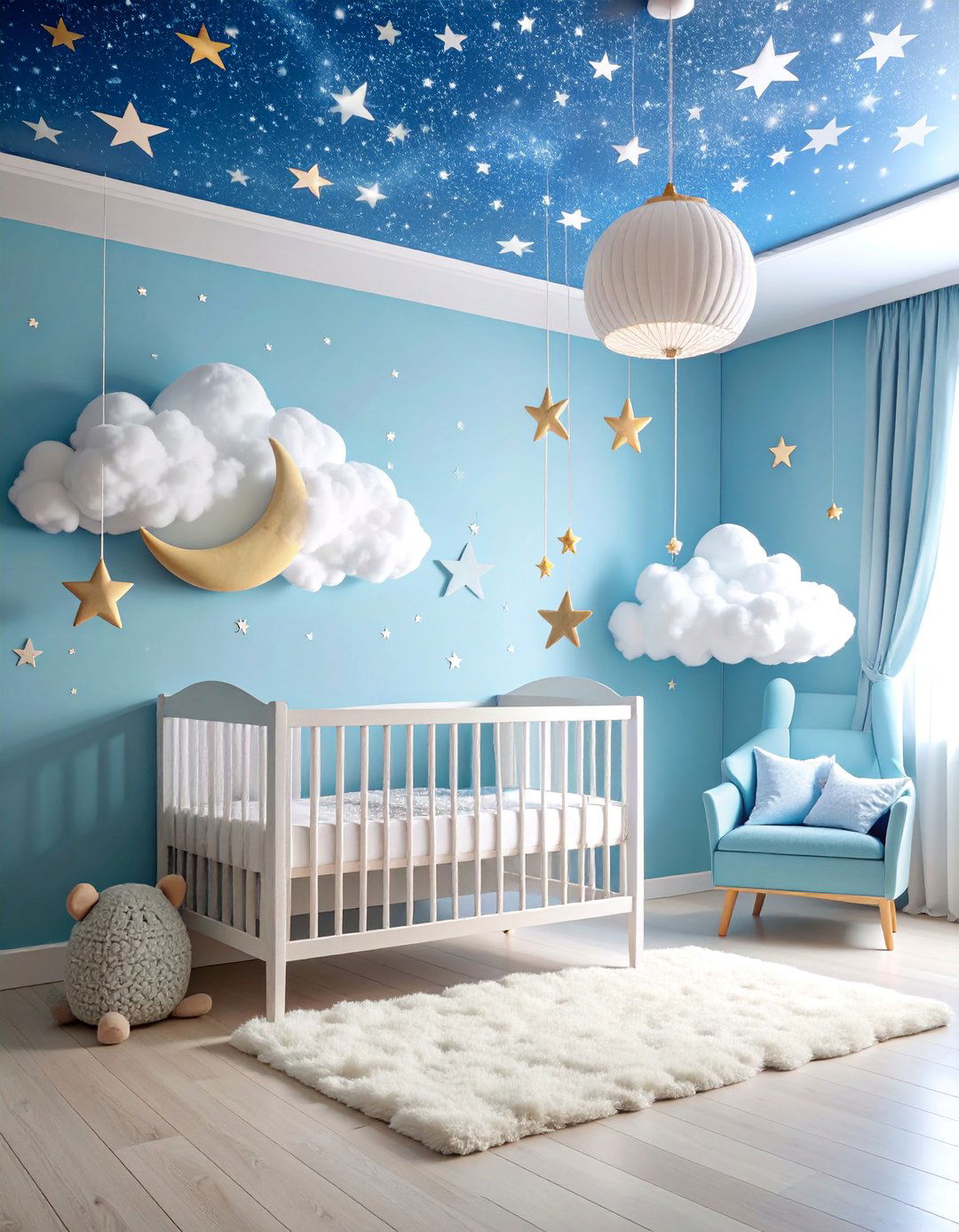 Cloud and Sky Neutral Nursery with Celestial Elements and Dreamy Atmosphere - 25 Neutral Nursery Ideas