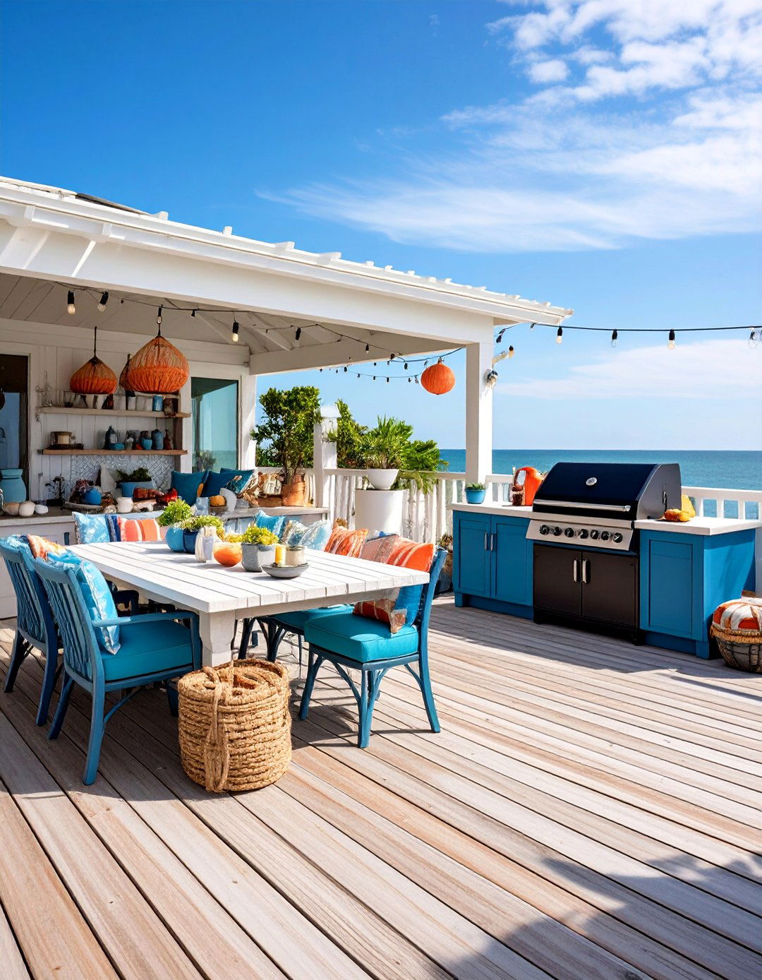 Coastal BBQ Deck with Nautical Themes - 25 bbq area ideas