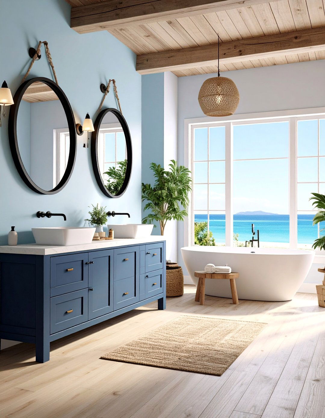 Coastal Bathroom with Black Nautical Fixtures - 25 Bathroom With Black Fixtures