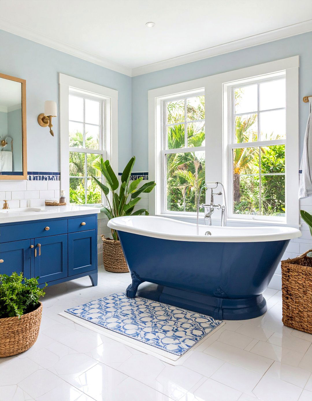 Coastal Bathroom with Subway Tiles - 25 Blue and White Decor Ideas