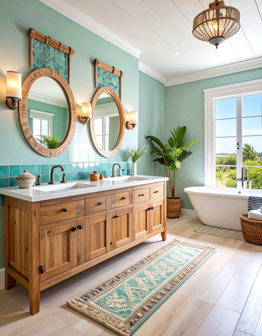 Coastal Bathroom with Weathered Wood and Sea Glass - 25 Primary Bathroom Ideas