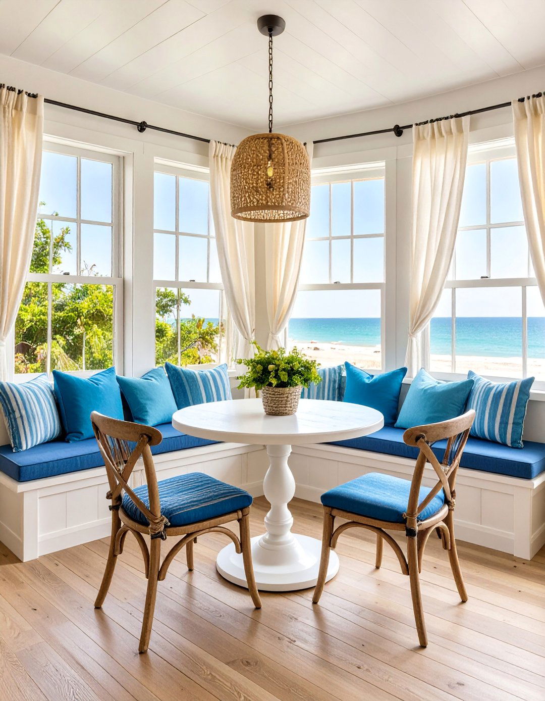 Coastal Bay Window Dining Nook - 25 Bay Window Ideas