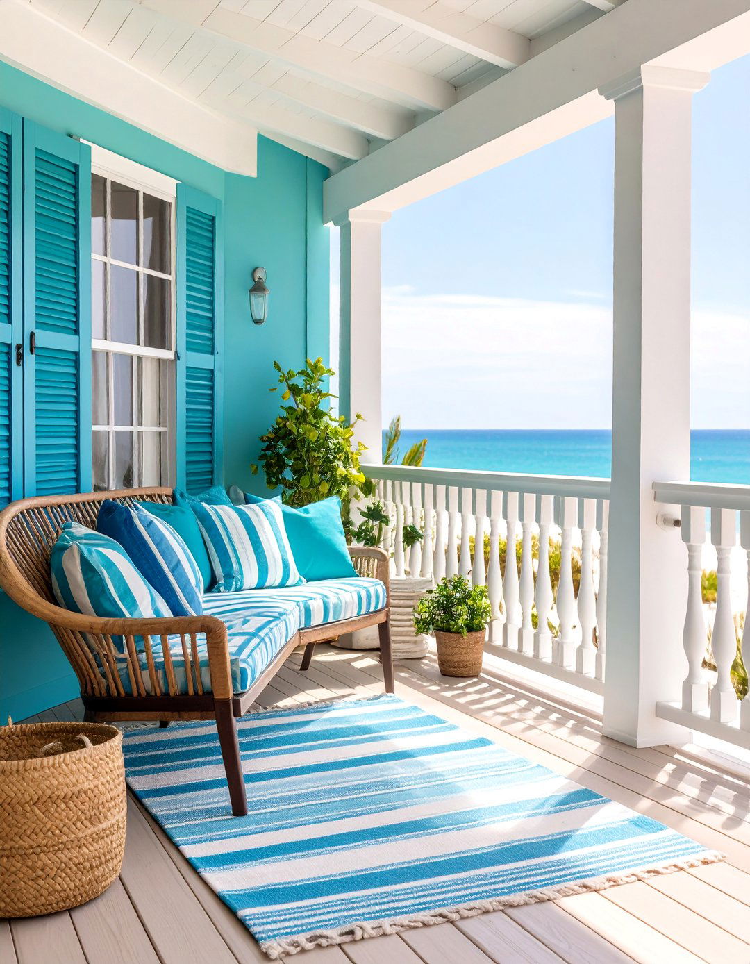 Coastal Beach Balcony with Nautical Themes - 25 Large Balcony Ideas
