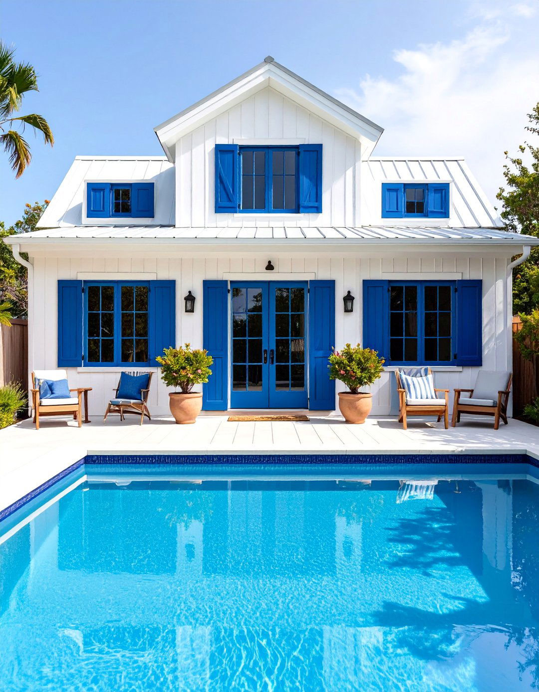 Coastal Beach House Pool Cabana with Nautical Details - 25 Pool House Ideas