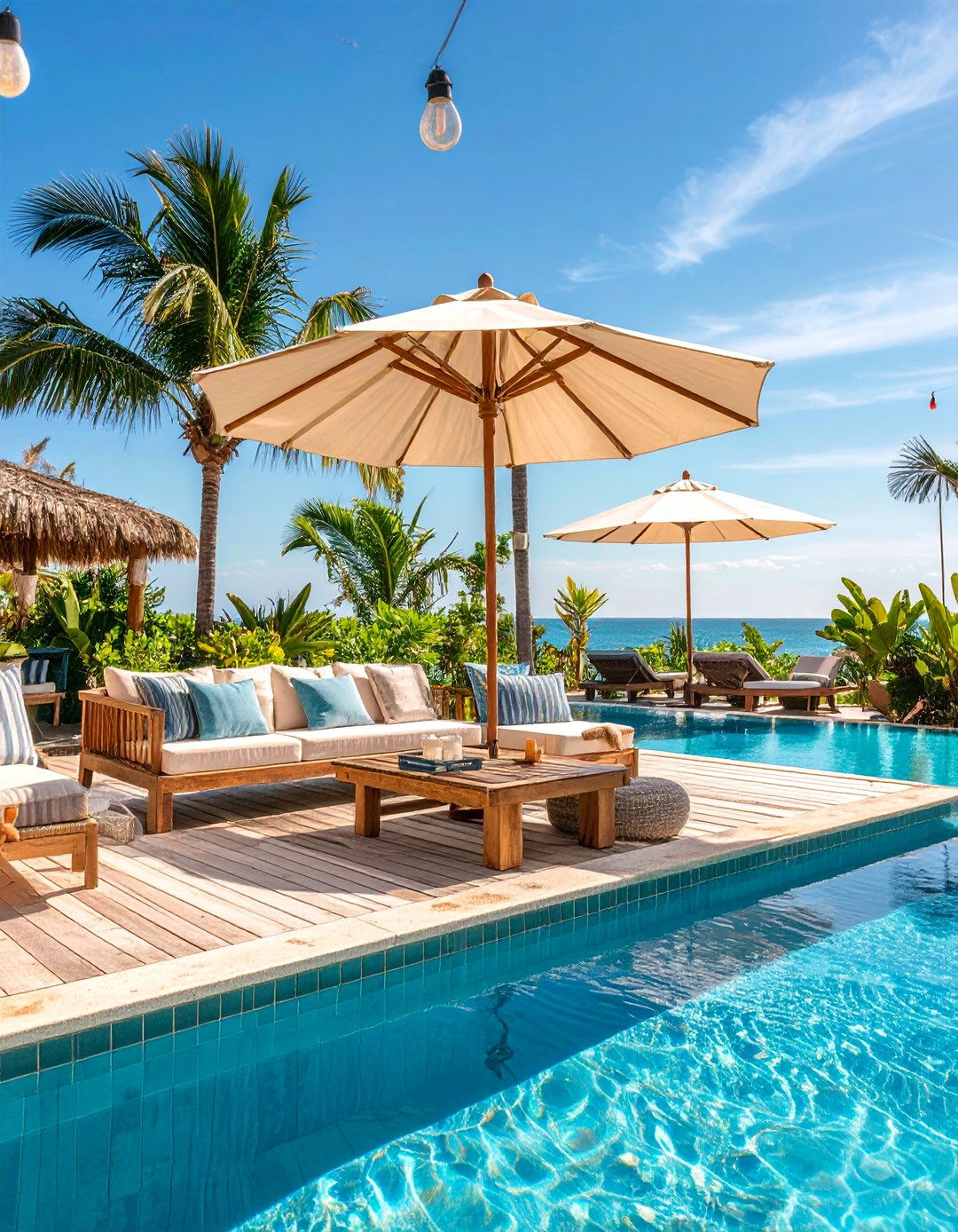 Coastal Beach House Pool Setting - 25 Pool Decor Ideas