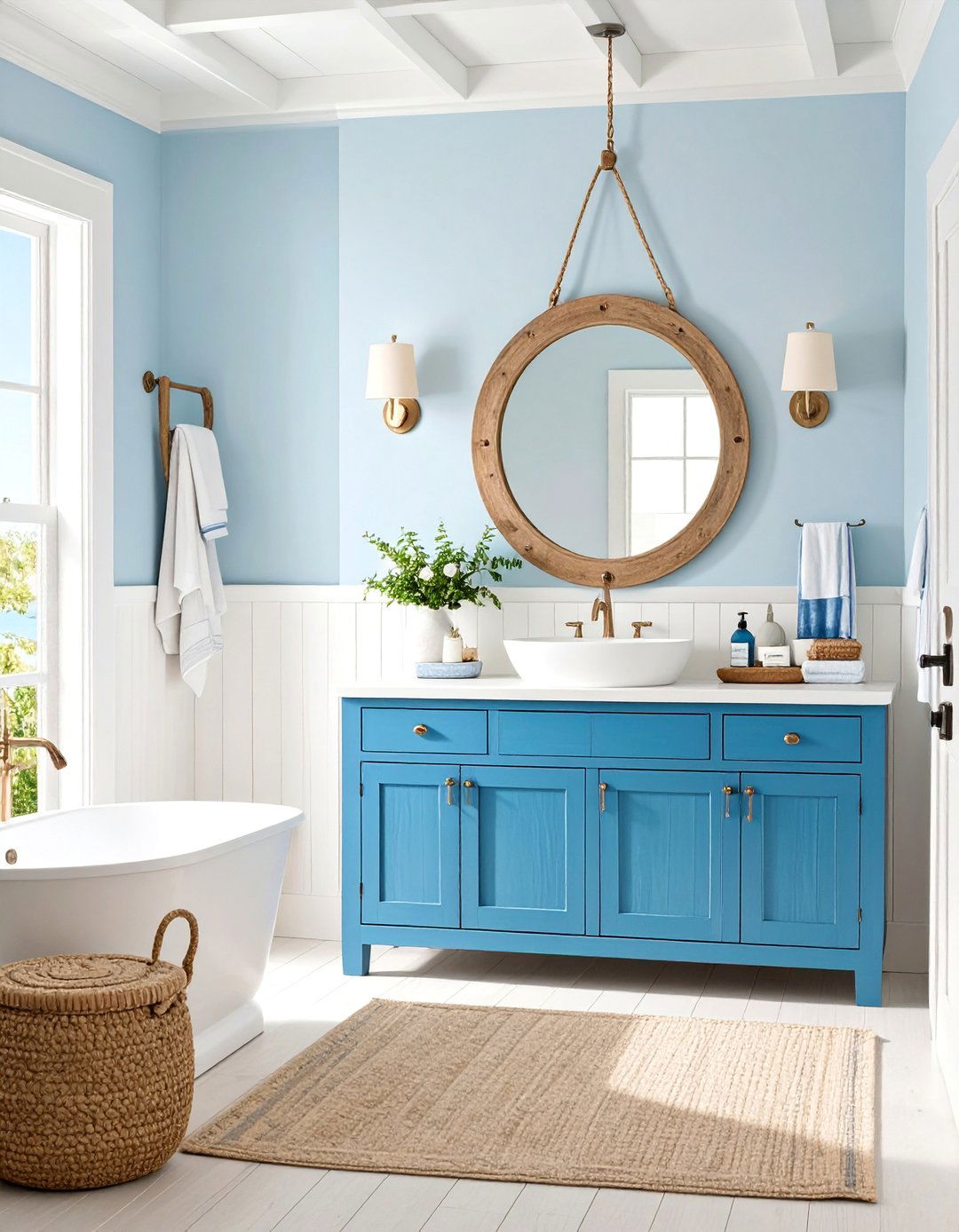 Coastal Beach House Vibes - 25 Windowless Bathroom Ideas