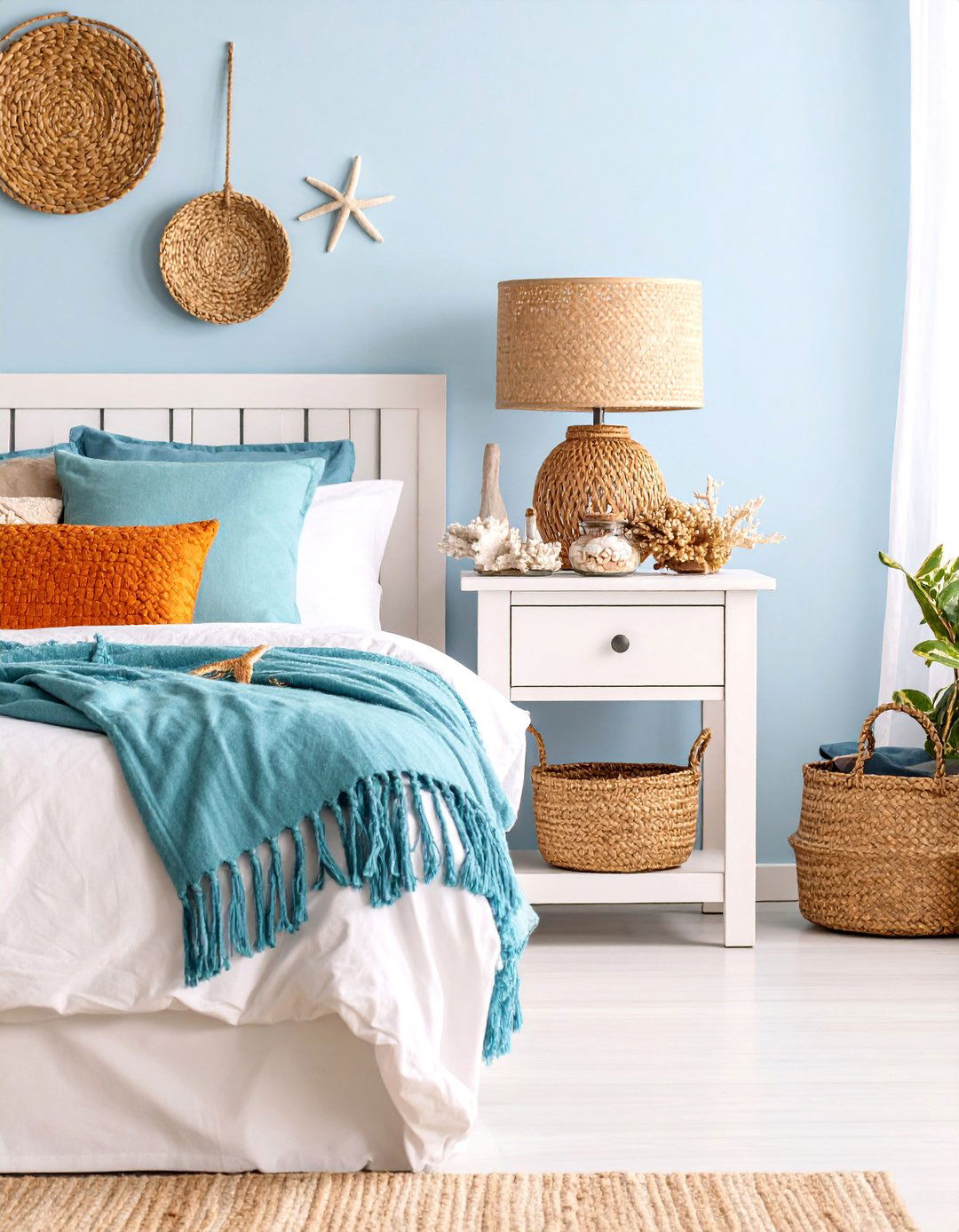 Coastal Beachy Nightstand with Driftwood and Seashells - 25 Nightstand Decor Ideas