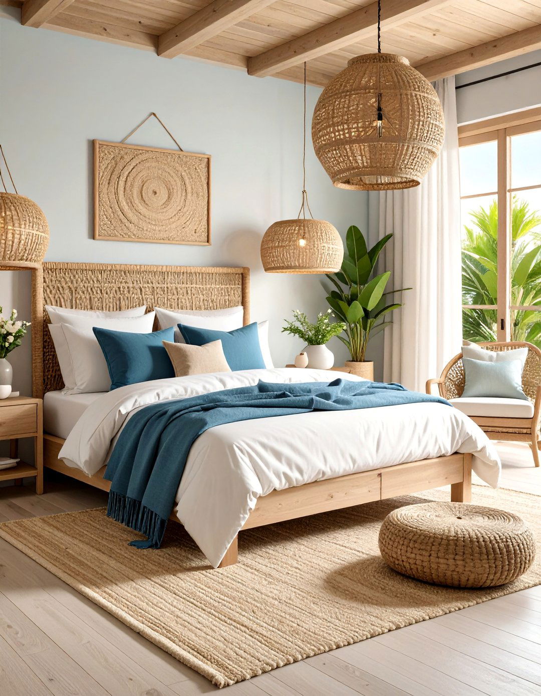 Coastal Bedroom with Jute and Sisal Textures - 25 Coastal Bedroom Ideas