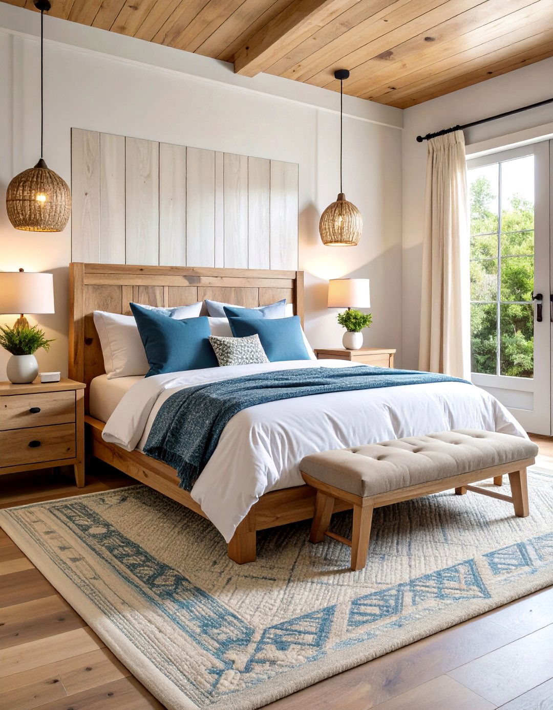 Coastal Bedroom with Live Edge Wood Furniture - 25 Coastal Bedroom Ideas
