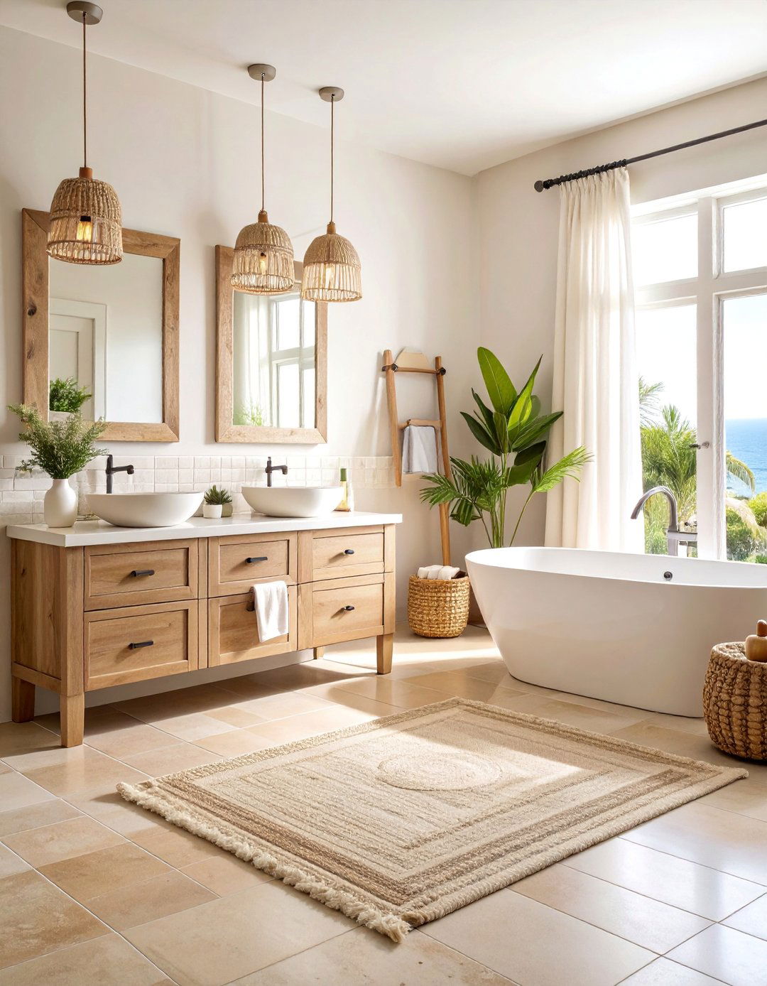 Coastal Beige Beach House Style - 25 Beige Bathroom Ideas