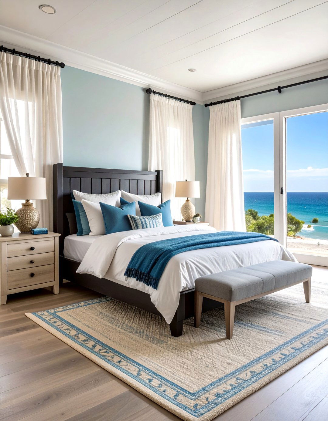 Coastal Black Headboard Bedroom - 25 Black Headboard Bedroom Ideas