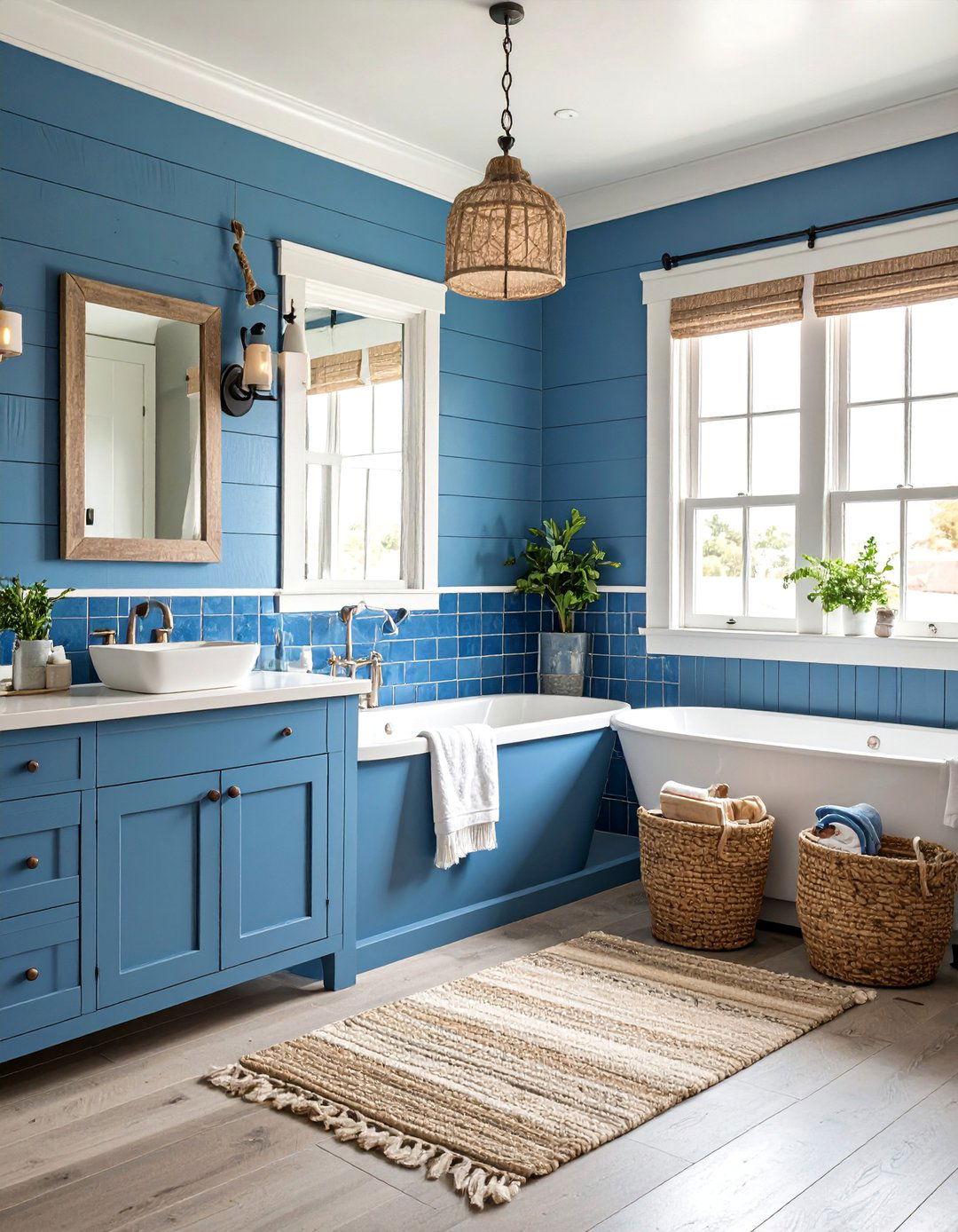 Coastal Blue Beach House Bathrooms - 25 Blue Tile Bathroom Ideas