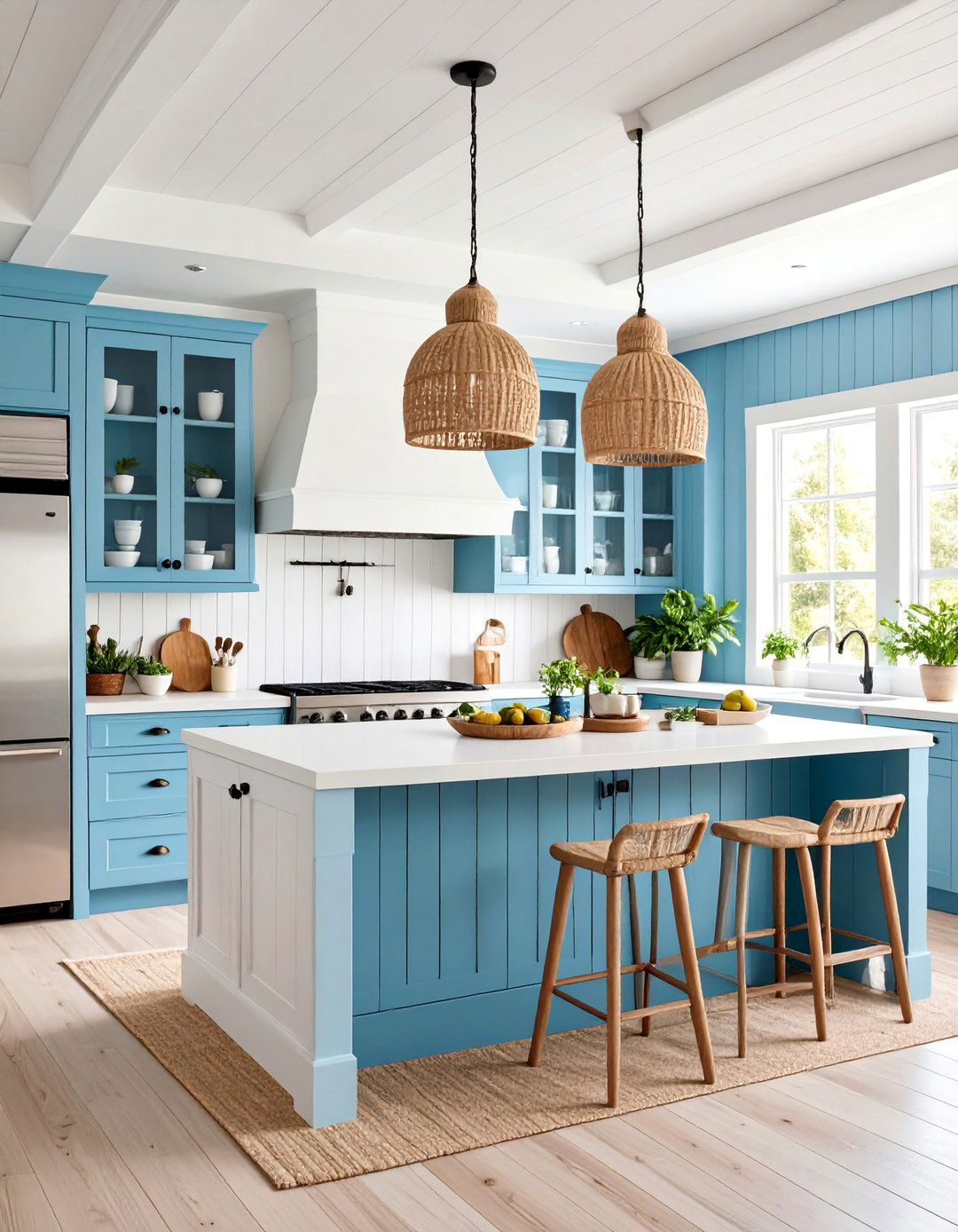 Coastal Blue L Shaped Kitchen - 25 l shaped kitchen ideas
