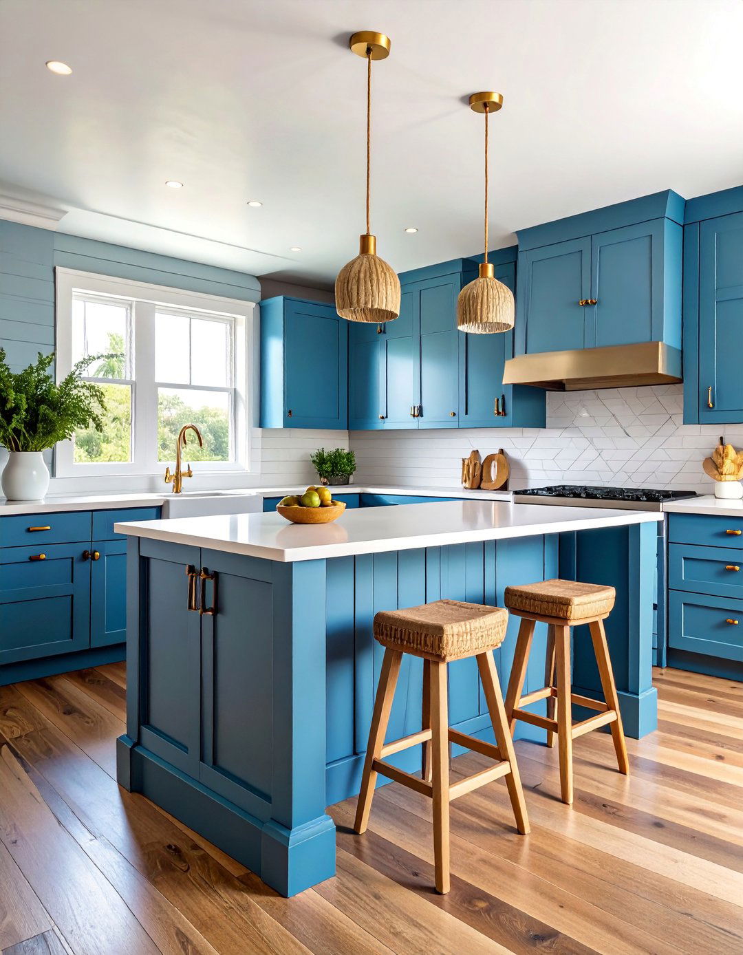 Coastal Blue Shiplap Kitchen Island with Natural Elements - 25 Shiplap Kitchen Island Ideas