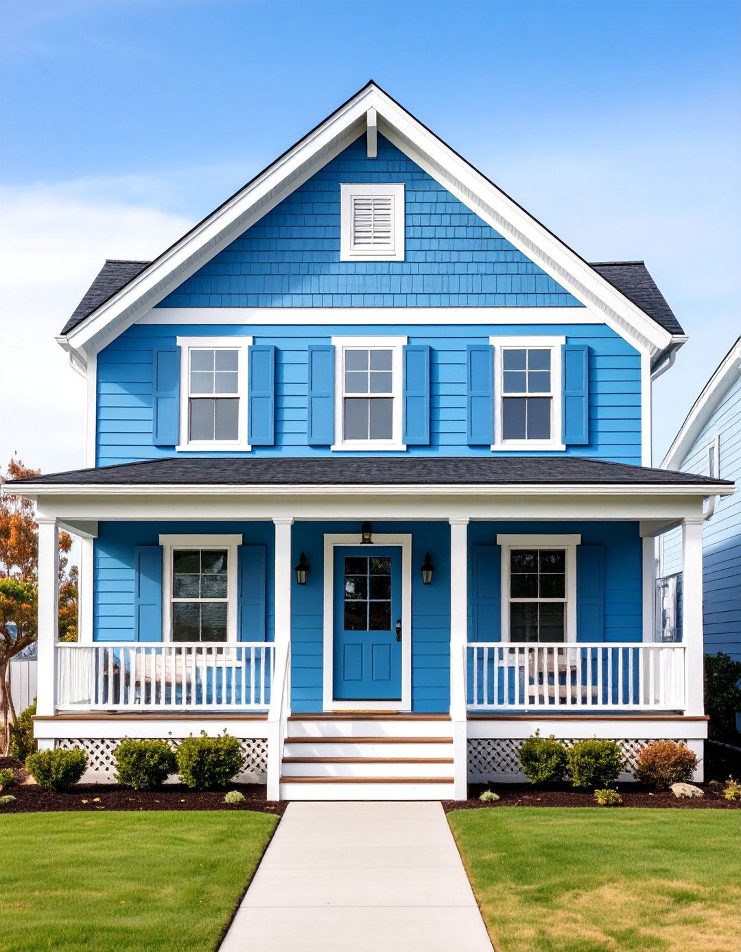 Coastal Blue and Cream Horizontal Lap Design - 25 Two-tone Siding Designs