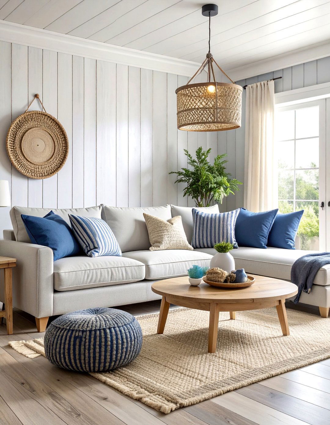 Coastal Blue and Driftwood Grey Living Room - 25 Blue and Grey Living Room Ideas