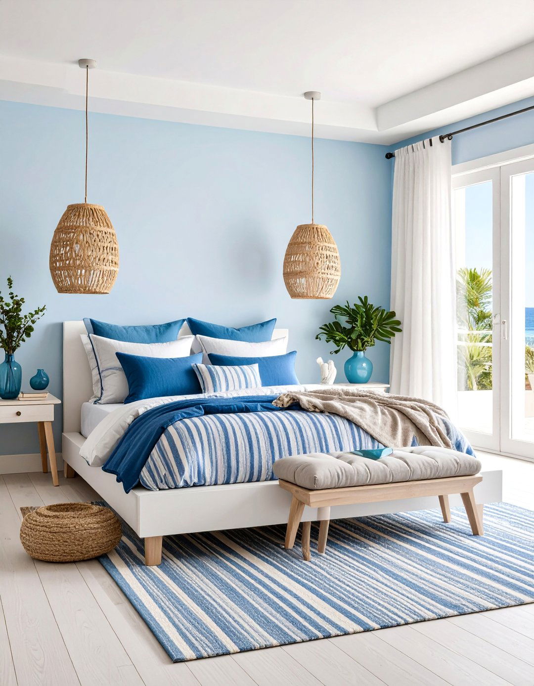 Coastal Blue and White Minimalist Bedroom - 25 Greek Bedroom Design Ideas