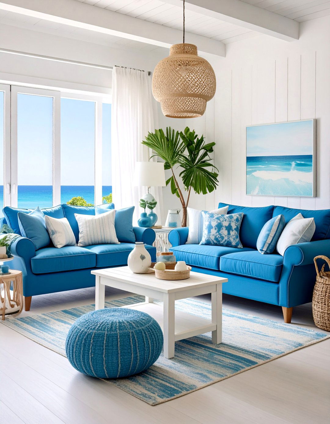 Coastal Blue and White Painted Furniture Set - 25 Painted Furniture Ideas