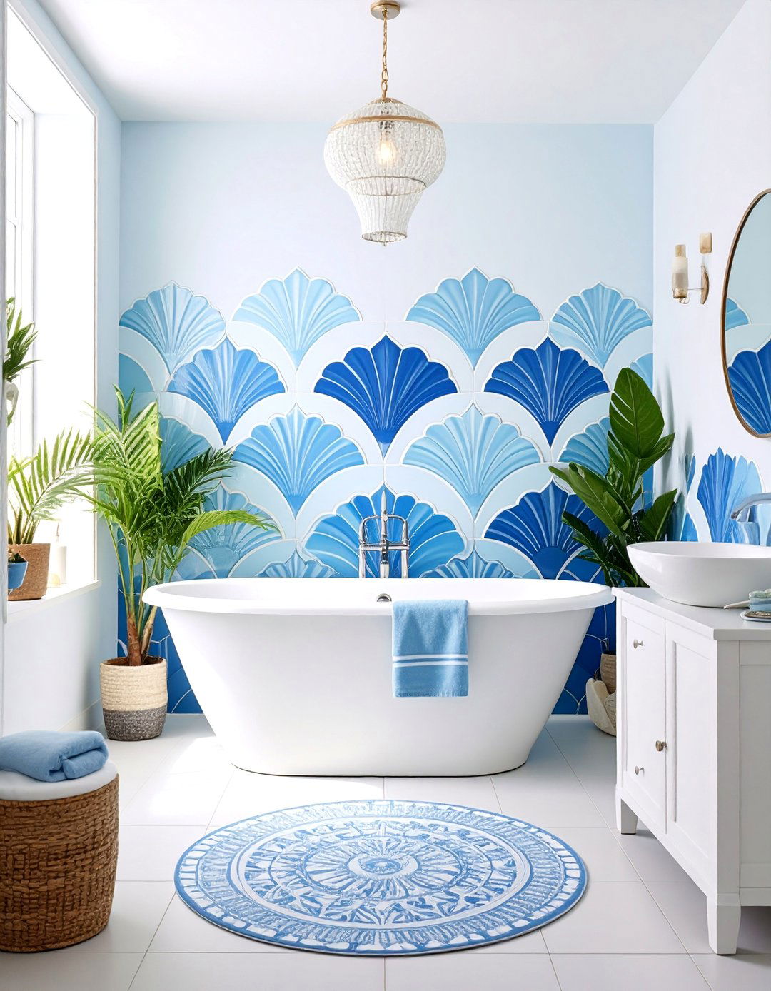 Coastal Blue and White Serenity - 25 Small Bathroom Flooring Ideas