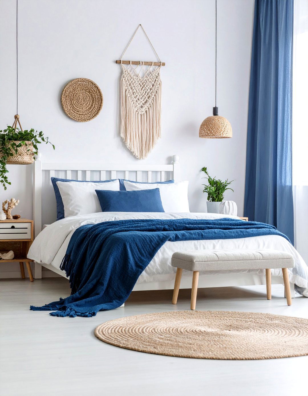 Coastal Blue and White Space with Rope Details - 25 Small Bedroom Ideas