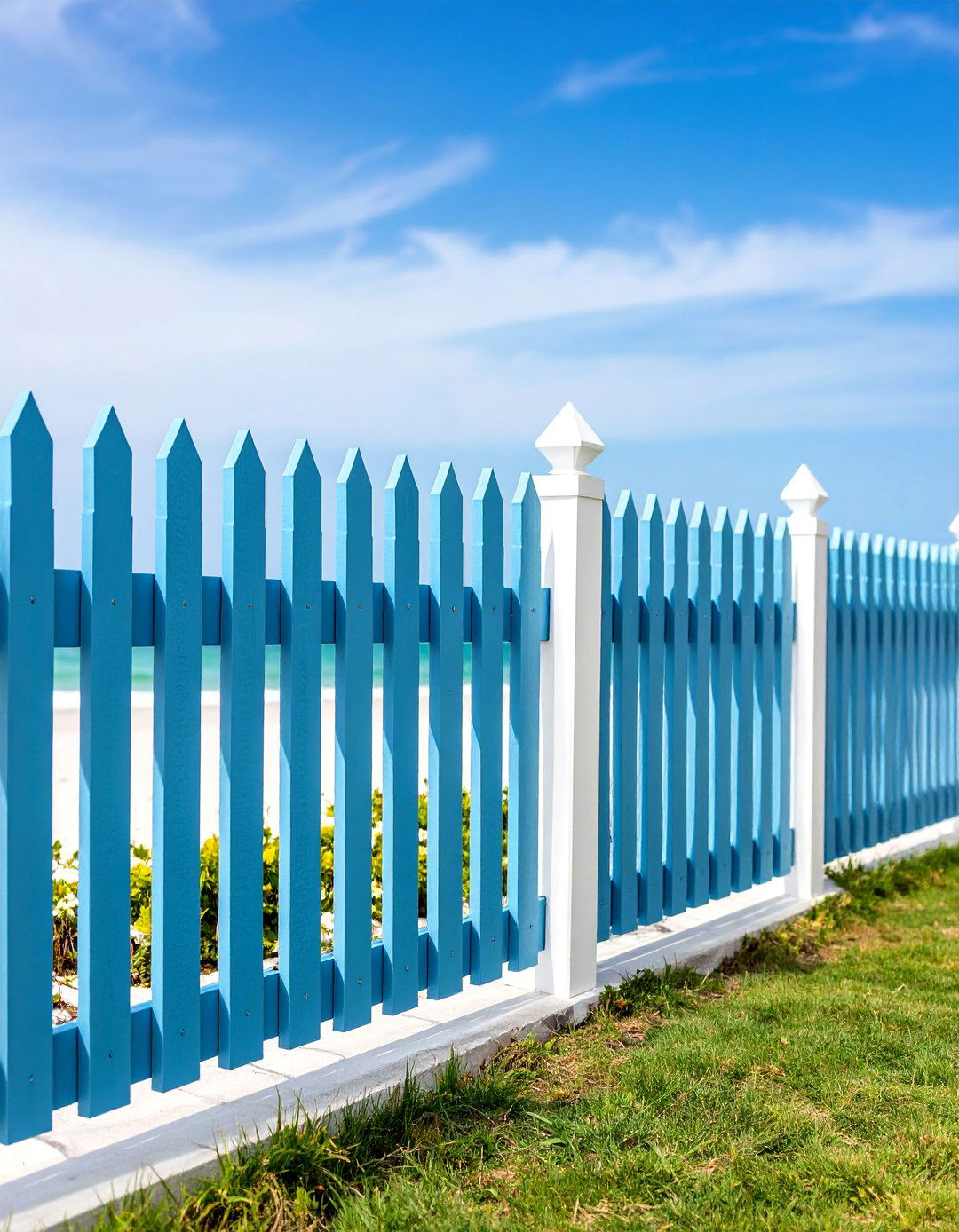 Coastal Blue with White Trim Accents - 25 Fence Painting Ideas
