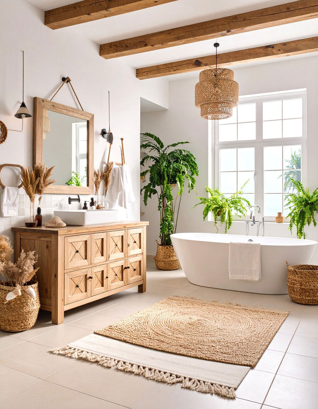 Coastal Boho Bathroom with Natural Elements - 25 Boho Bathroom Ideas