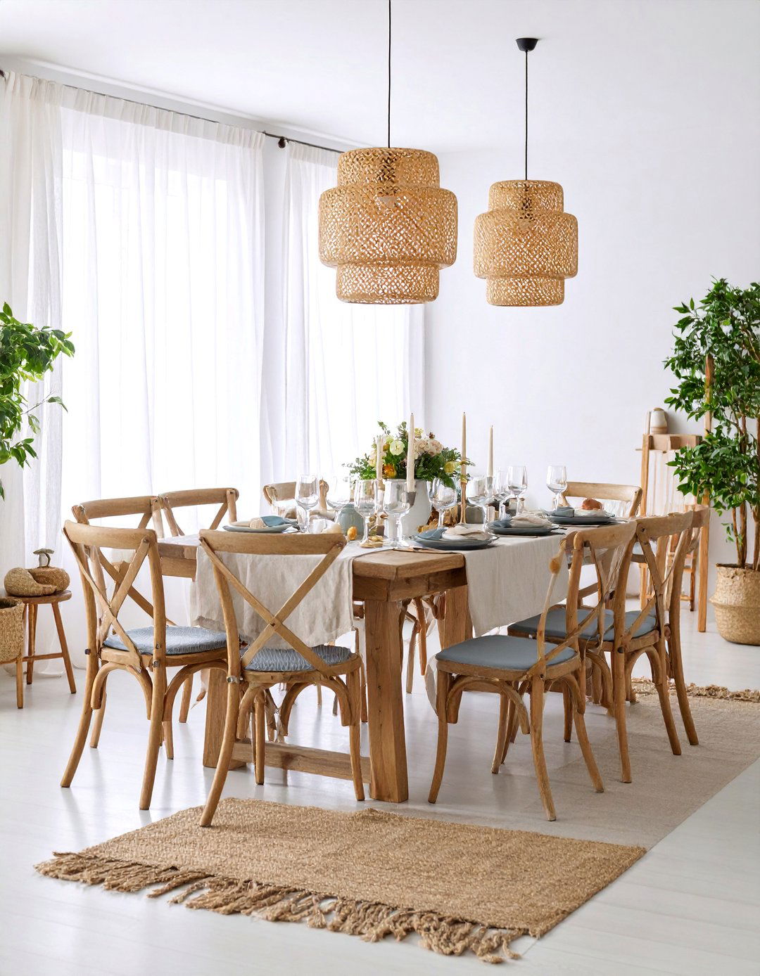 Coastal Boho Dining Room with Natural Light - 25 Boho Dining Room Ideas