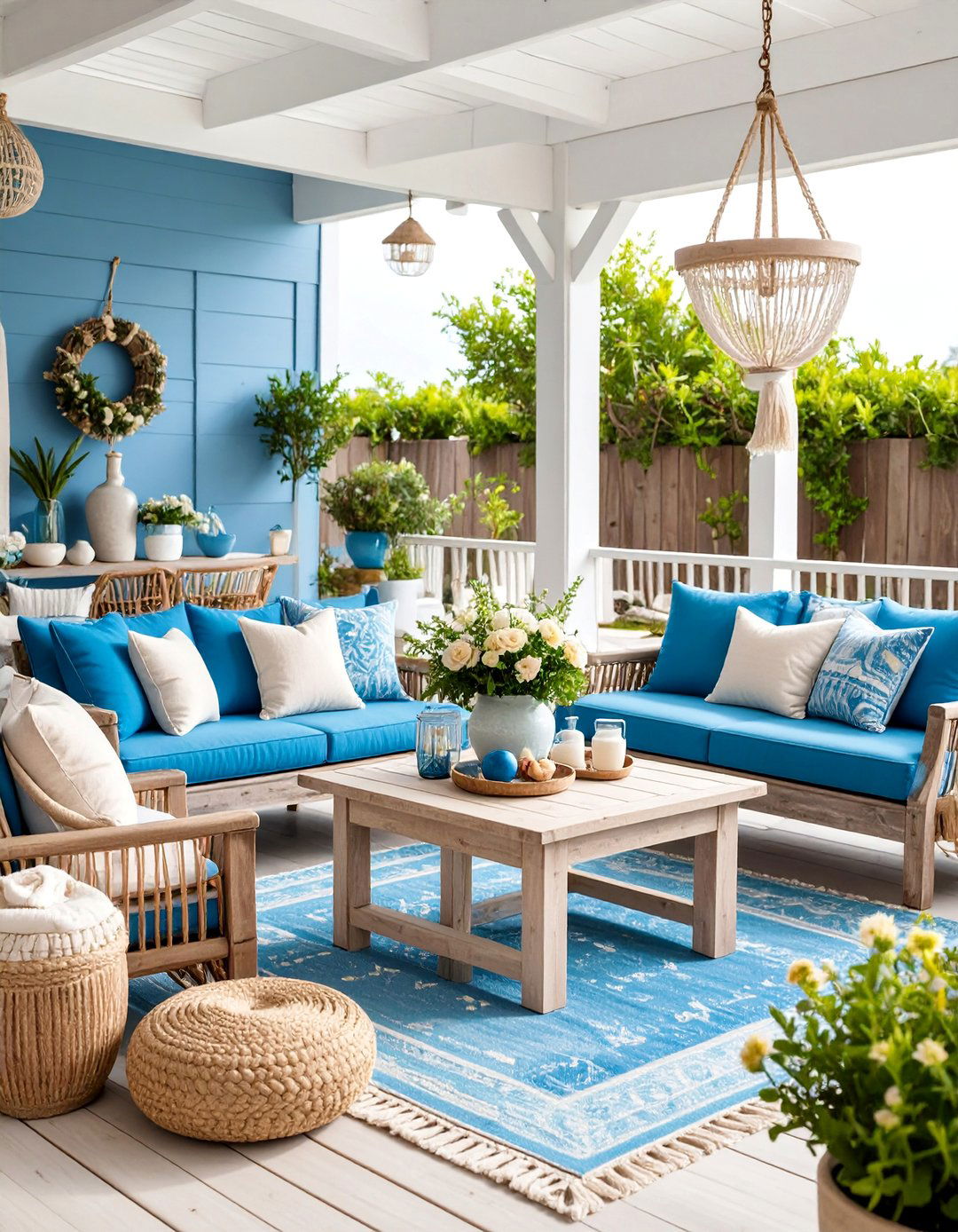 Coastal Boho Patio with Driftwood and Shells - 25 Boho Patio Ideas
