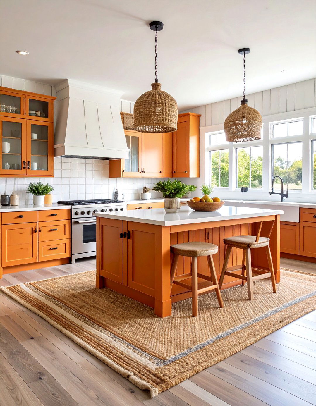 Coastal Burnt Orange Kitchen with Weathered Wood Finishes - 25 Burnt Orange Kitchen Ideas