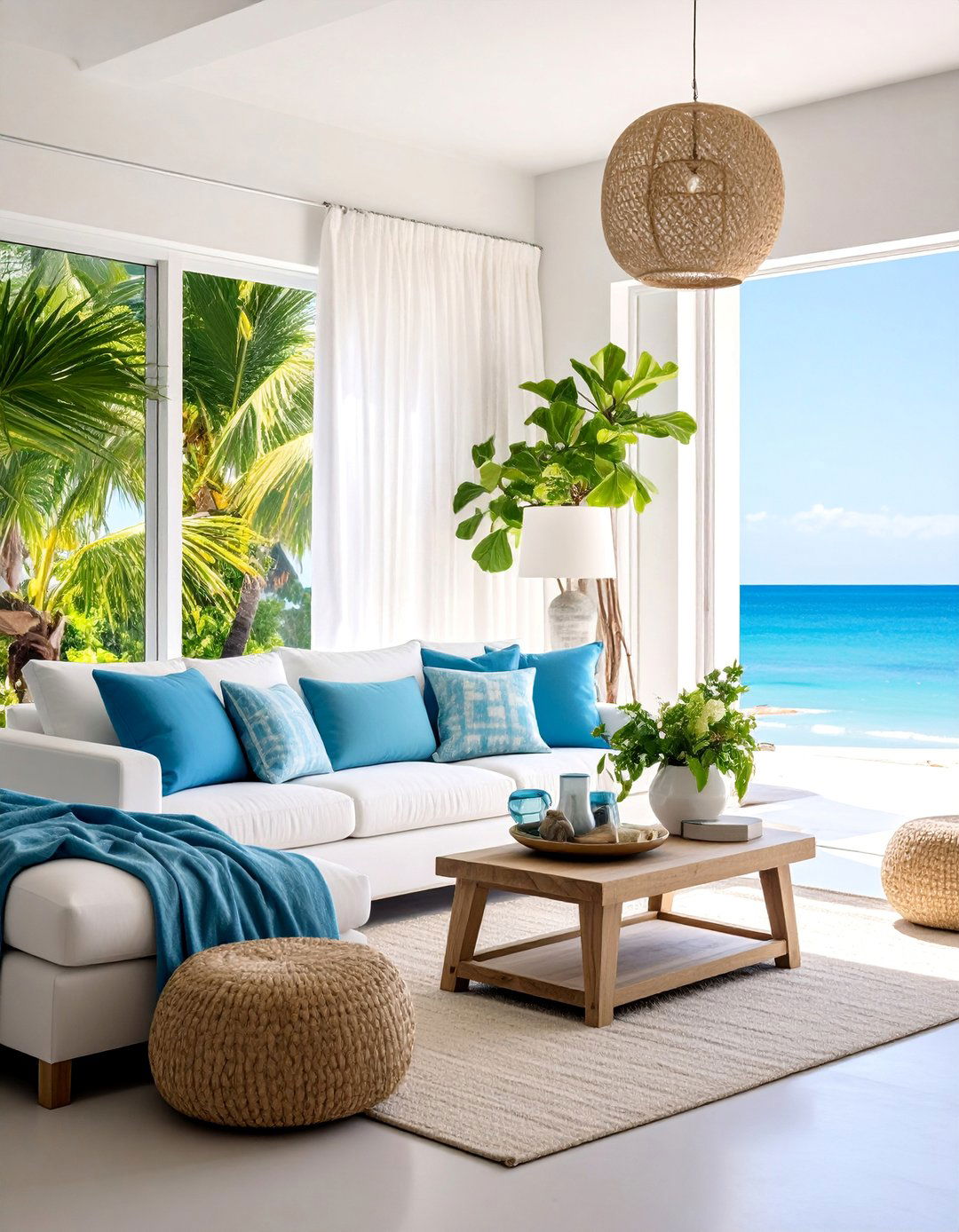 Coastal Casual Combination - 25 Mismatched Sofas in Living Room Ideas